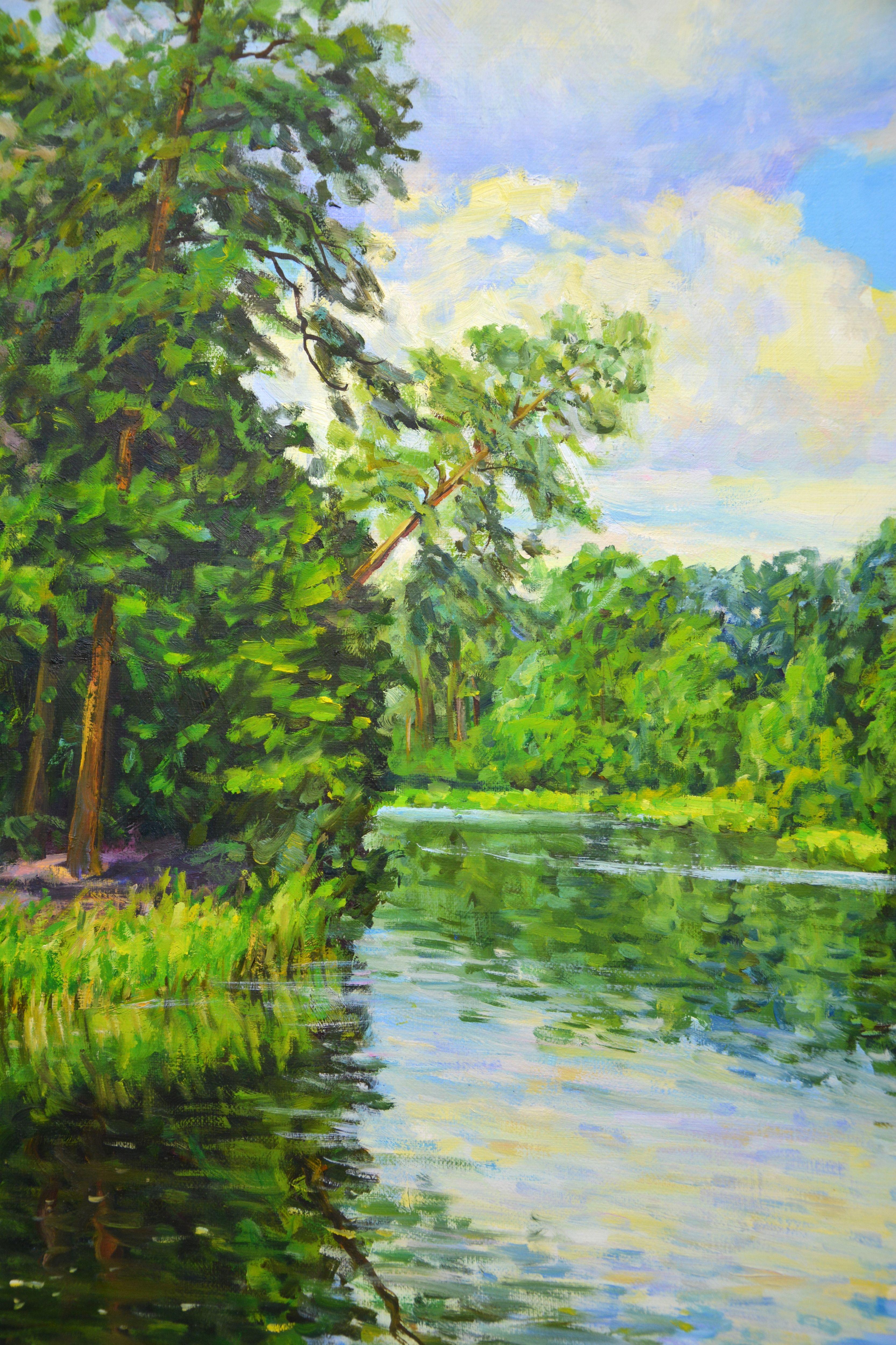 Summer landscape, Painting, Oil on Canvas For Sale 2