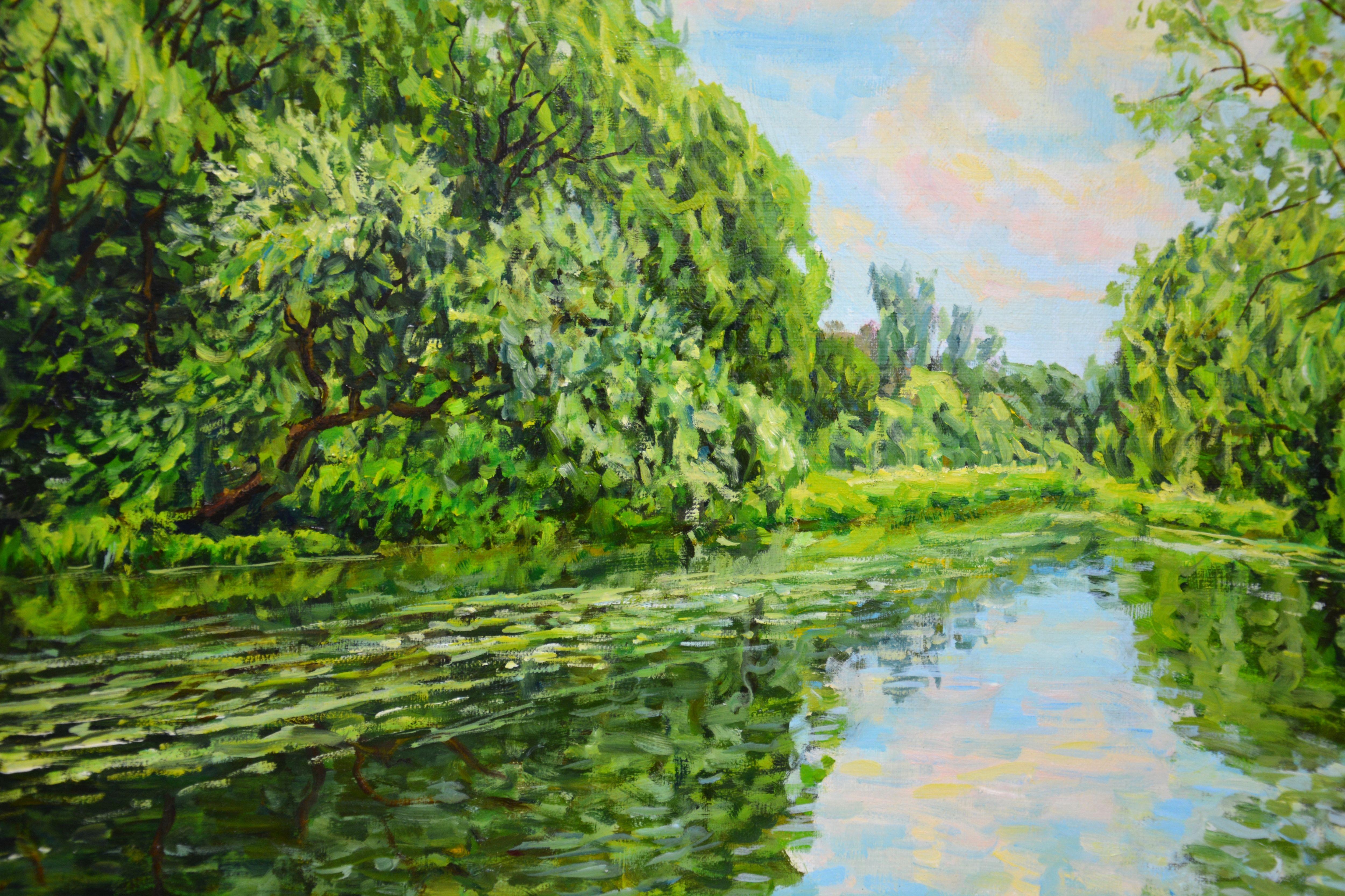 Summer landscape, Painting, Oil on Canvas For Sale 2