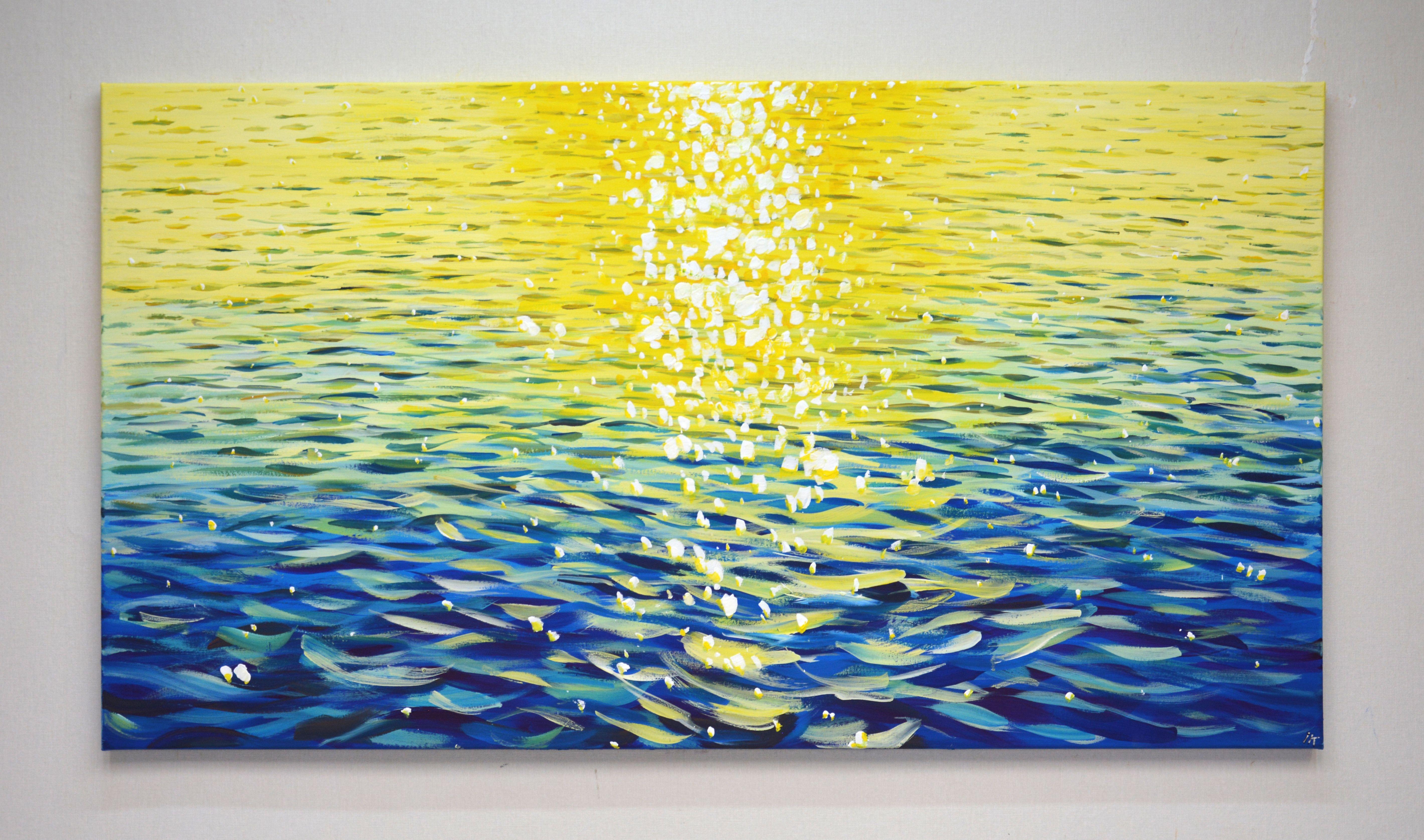 Sun glare on the water., Painting, Acrylic on Canvas For Sale 1