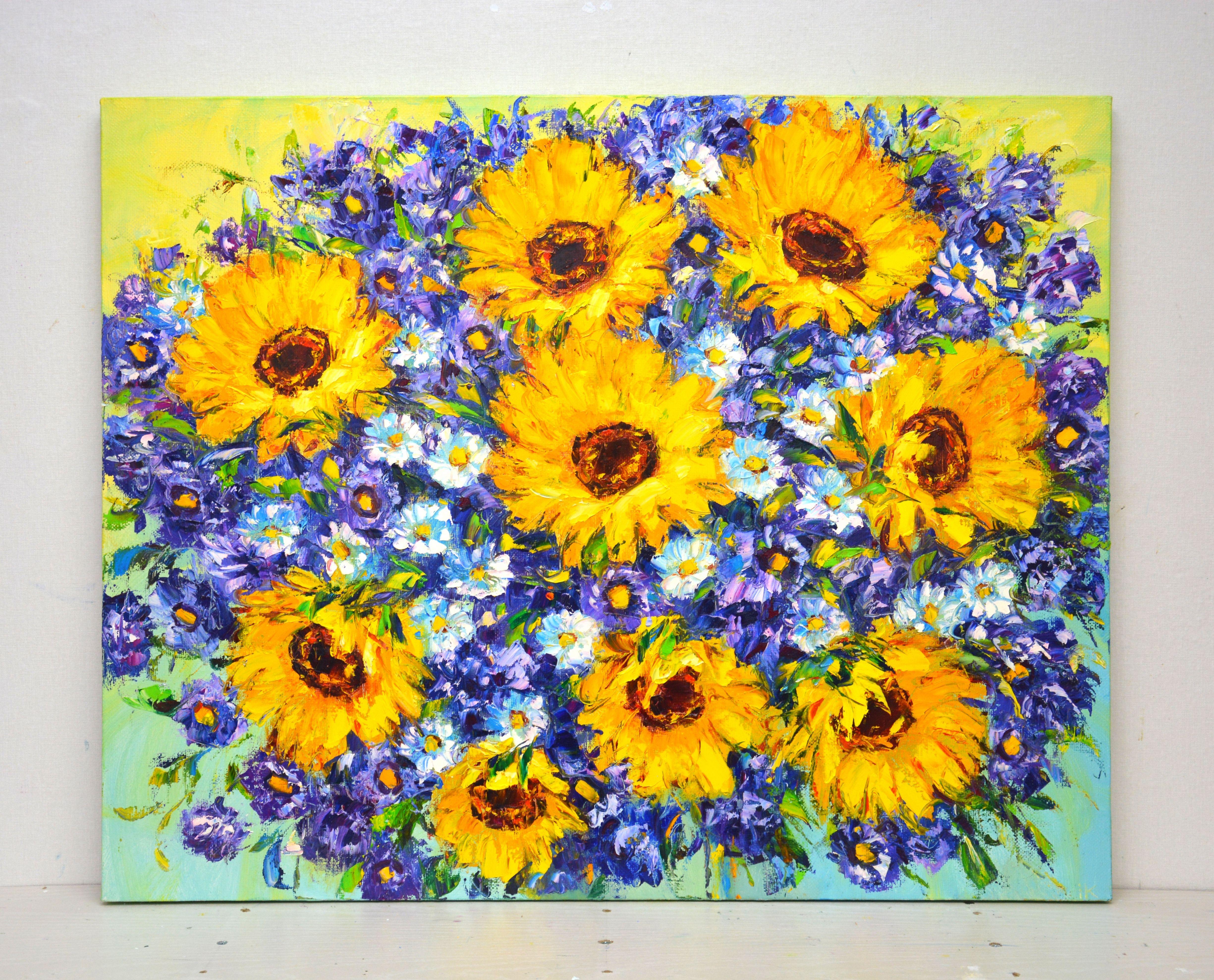 Sunflowers 19., Painting, Oil on Canvas For Sale 1