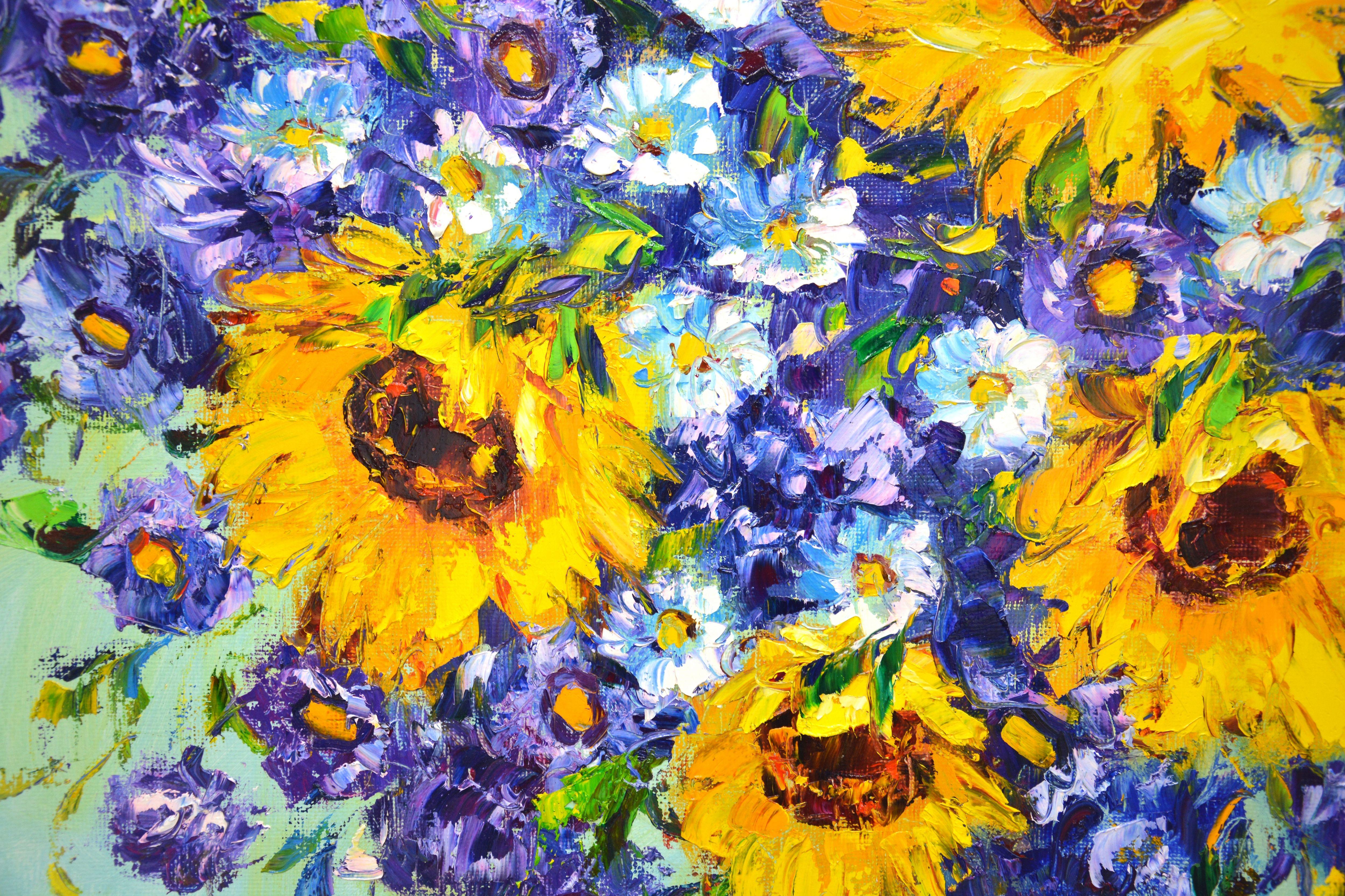 Sunflowers 19., Painting, Oil on Canvas For Sale 2