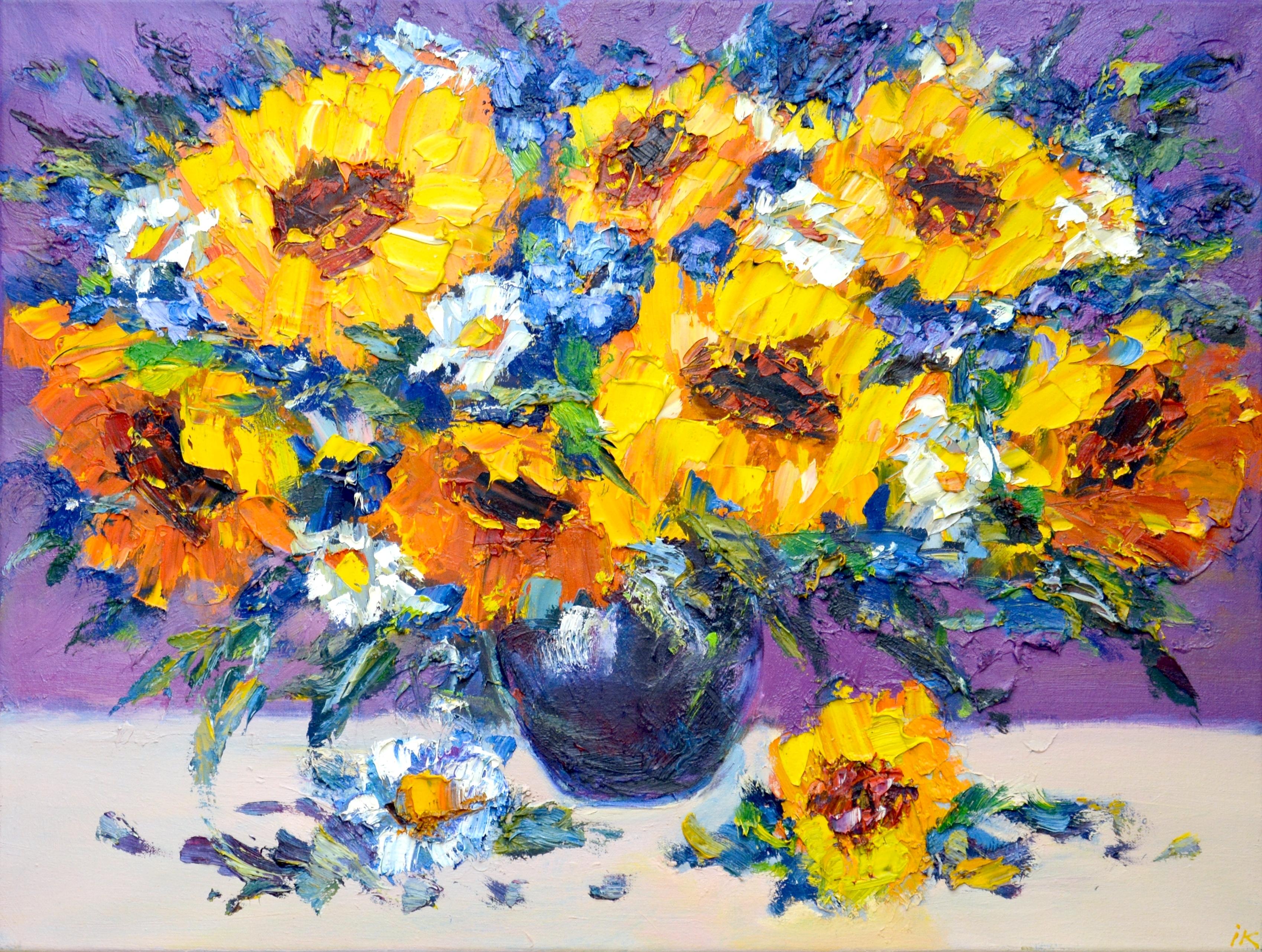 Iryna Kastsova Landscape Painting - Sunflowers