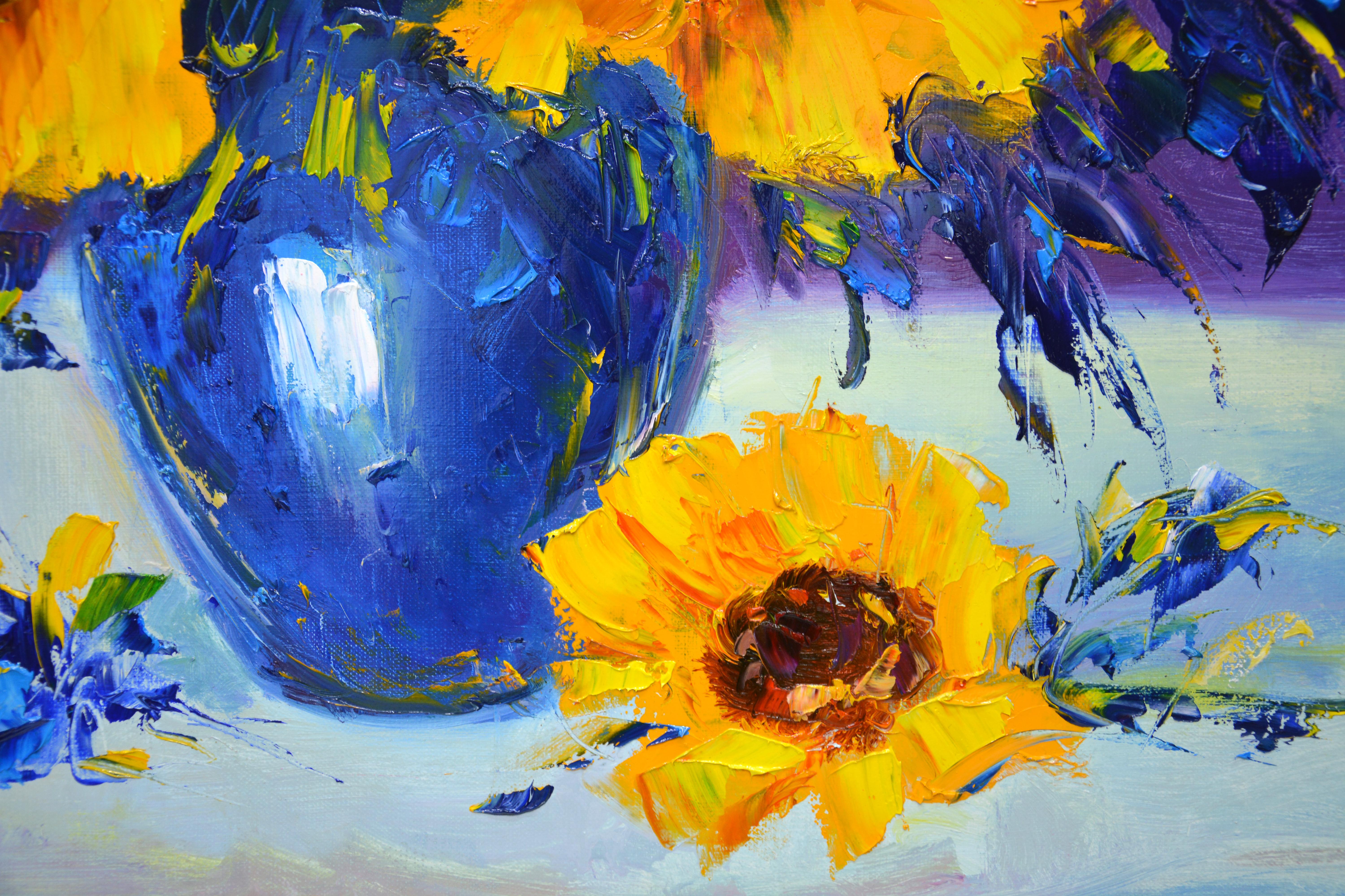 Sunflowers – Oil Painting of Sunflowers (100x80 cm) For Sale 1
