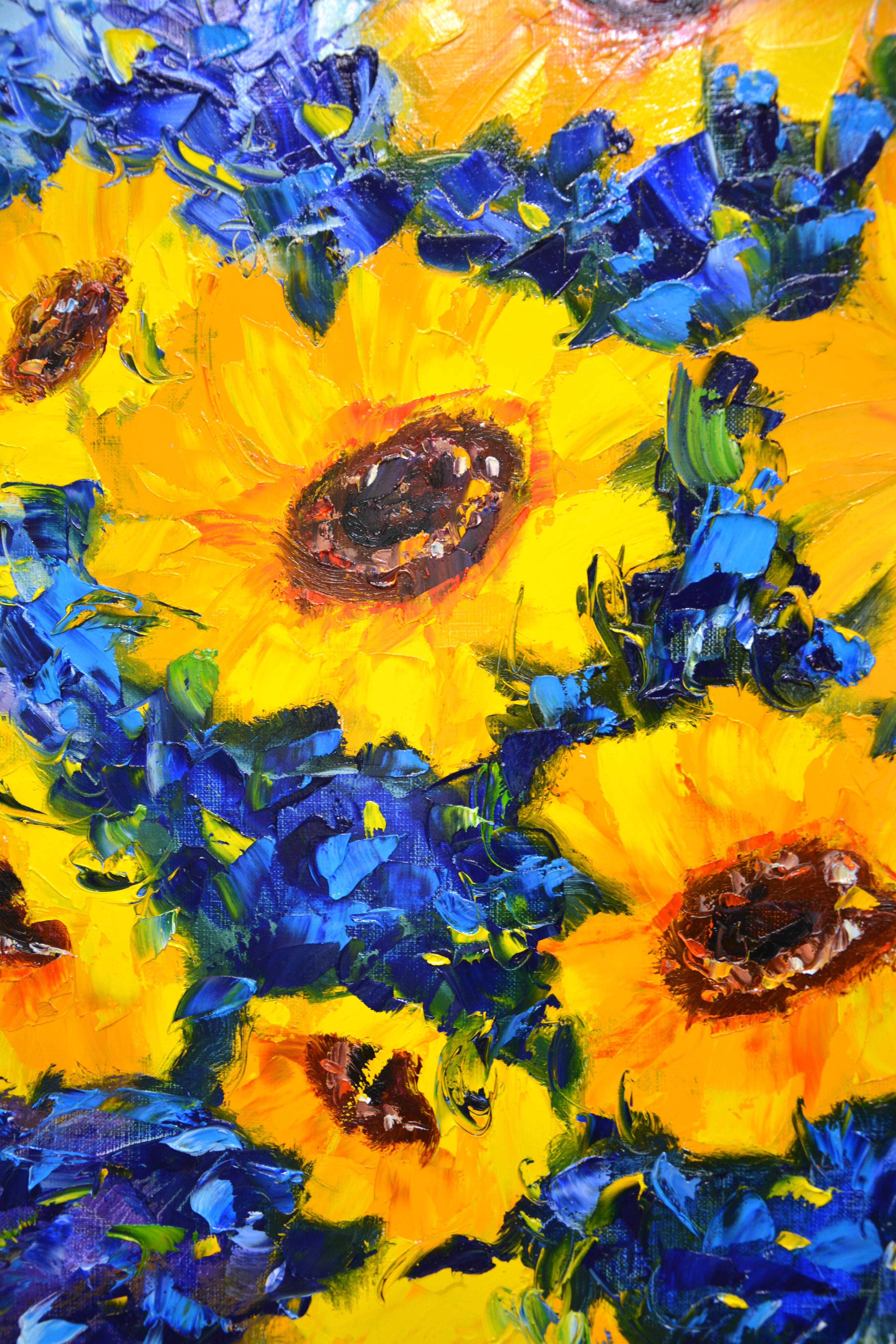 Sunflowers – Oil Painting of Sunflowers (100x80 cm) For Sale 2