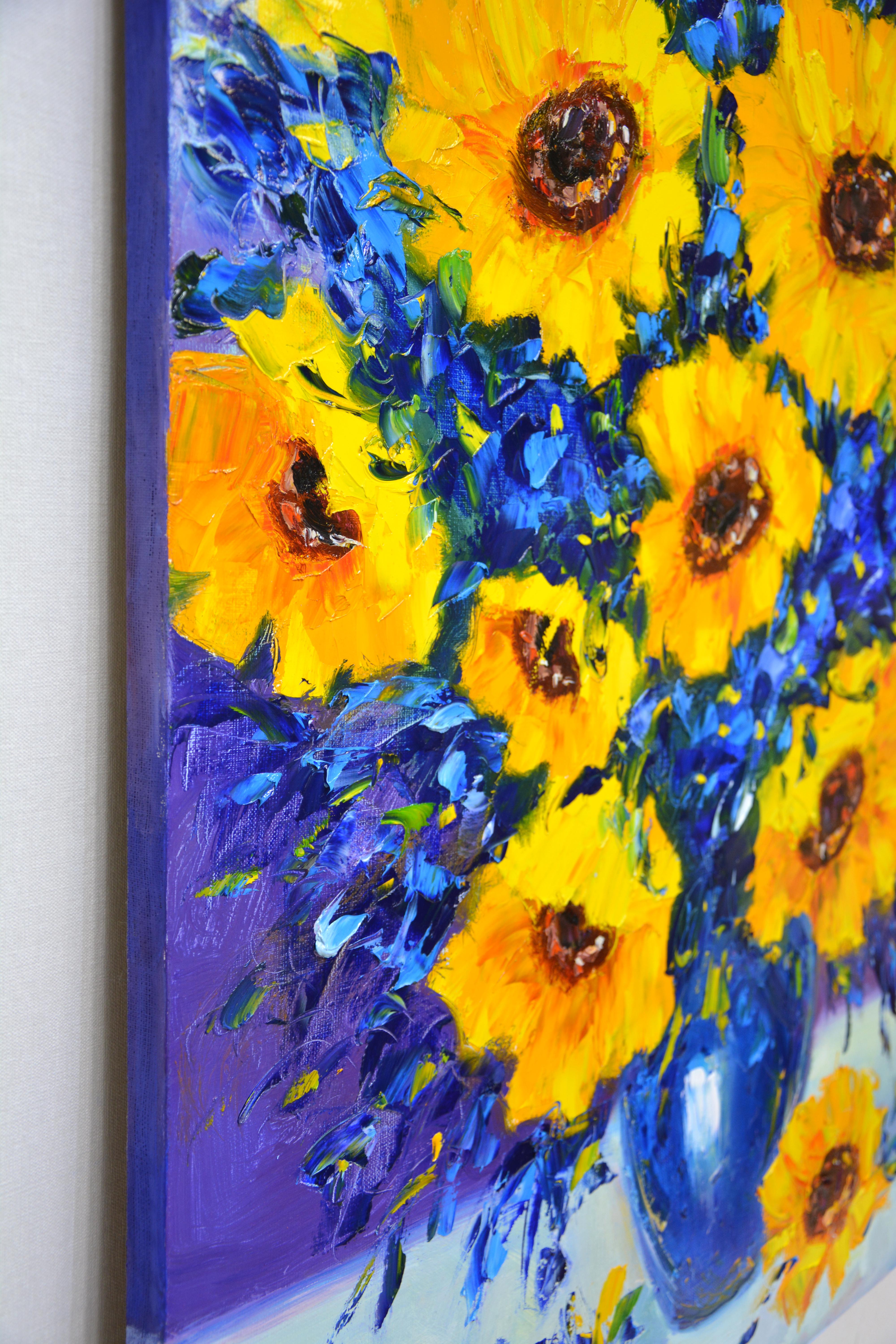 Sunflowers – Oil Painting of Sunflowers (100x80 cm) For Sale 5