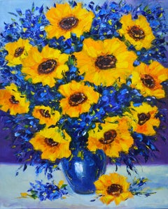 Girasoles - Pintura al óleo de Girasoles (100x80 cm)