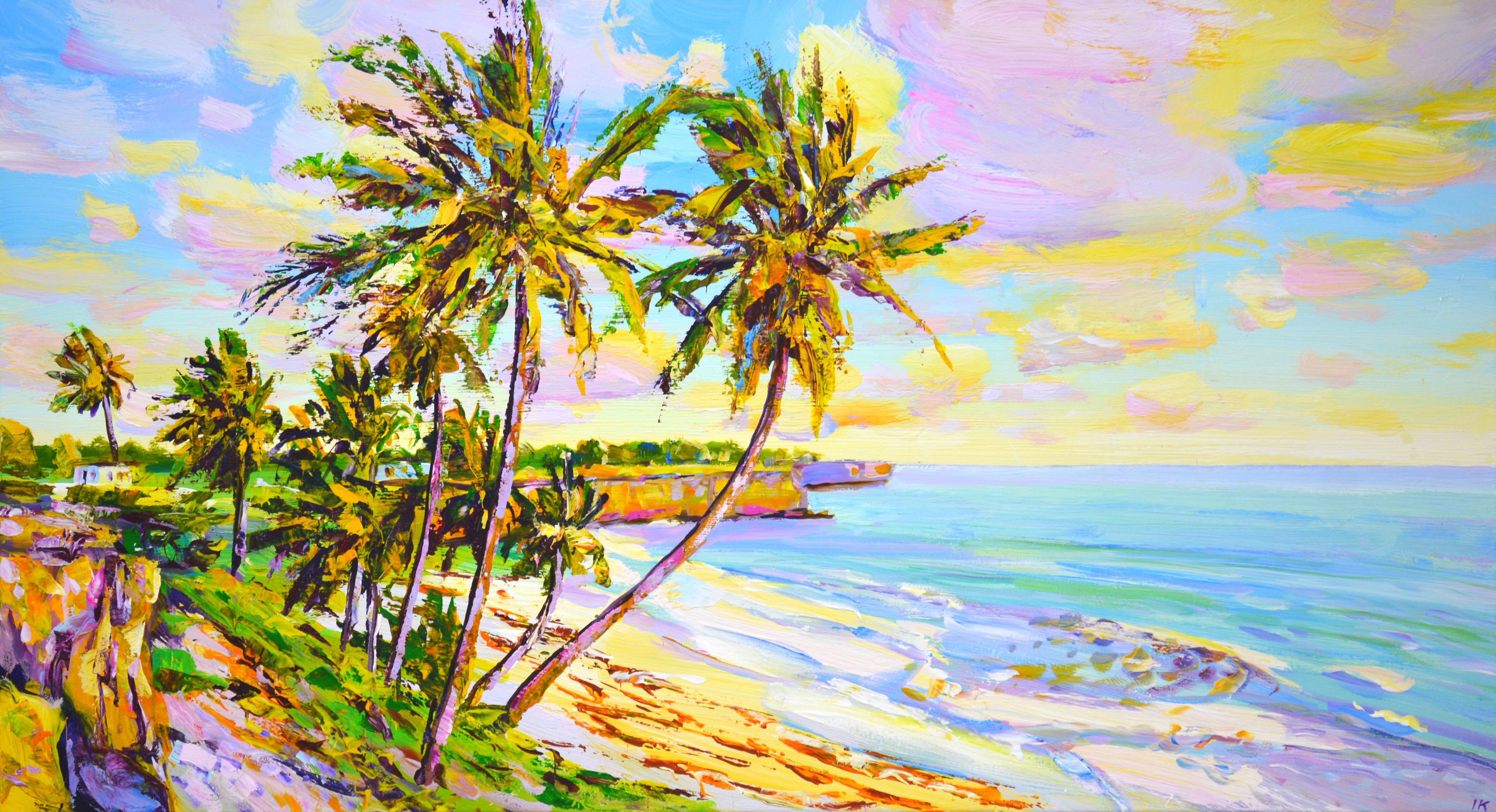 Iryna Kastsova Landscape Painting - 	Sunny Beach. Ocean.