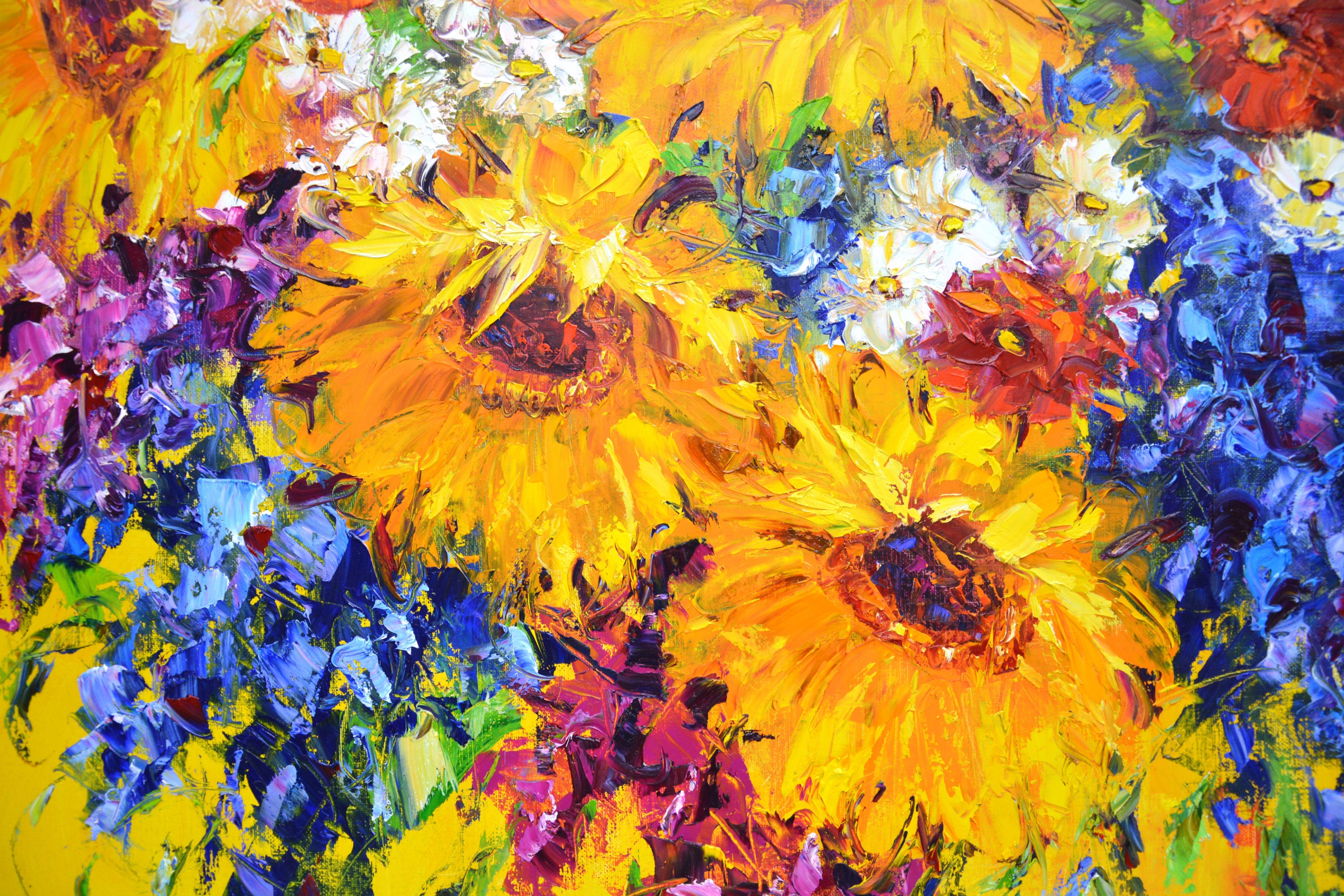 Sunny bouquet, Painting, Oil on Canvas For Sale 3