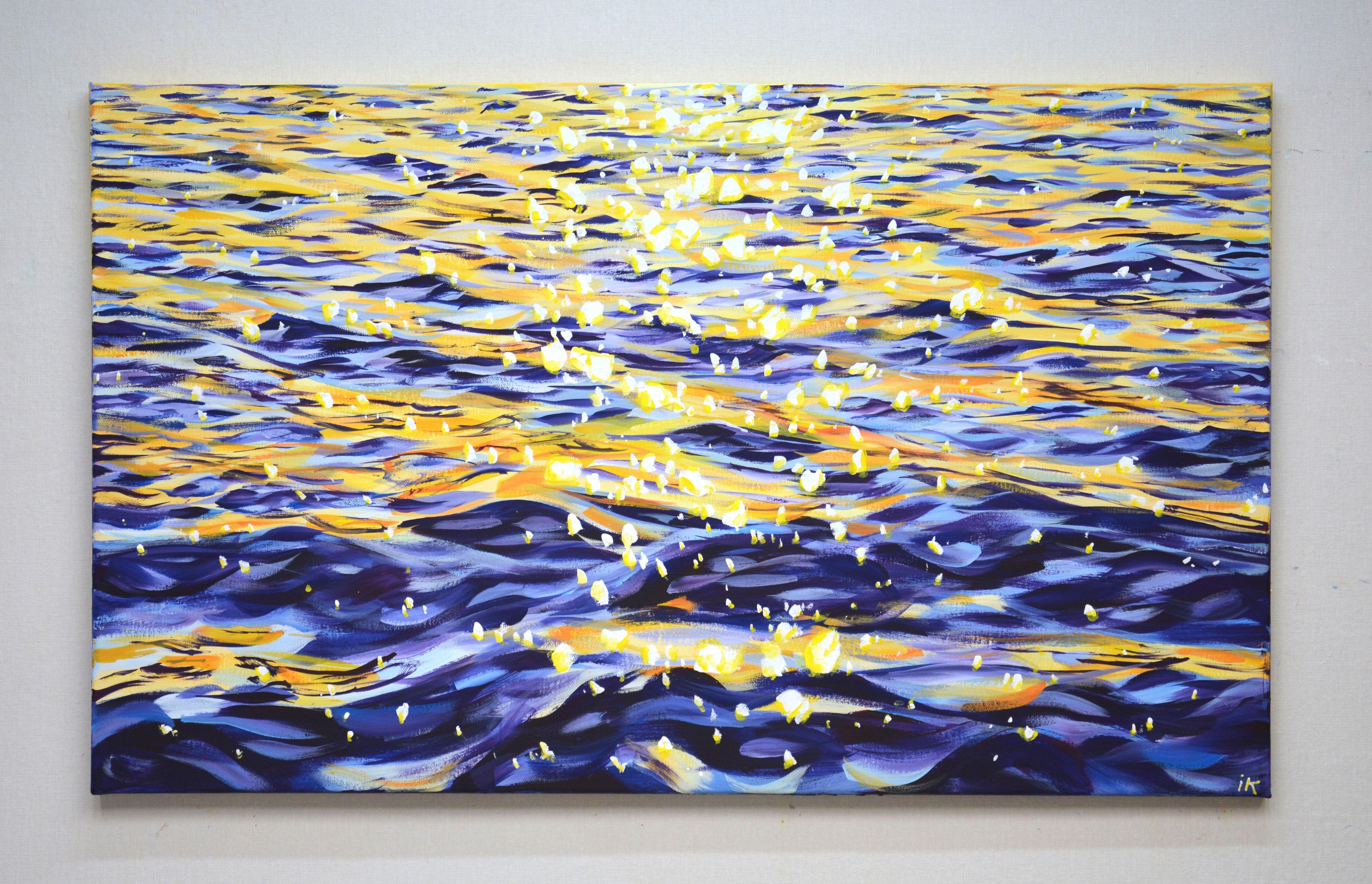 Le coucher du soleil. Ocean, peinture, acrylique sur toile - Réalisme Painting par Iryna Kastsova