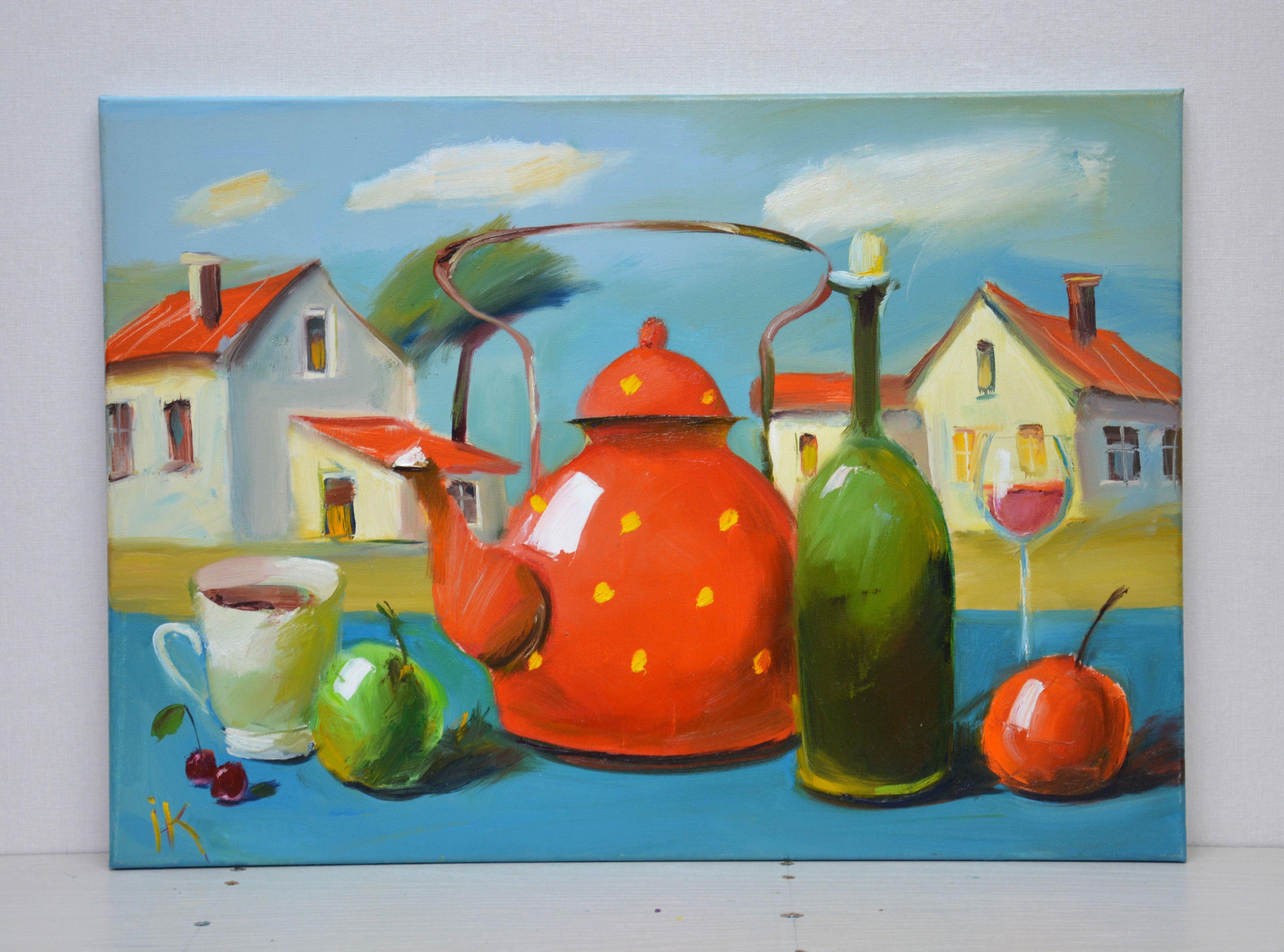 Tea party, Painting, Oil on Canvas For Sale 1