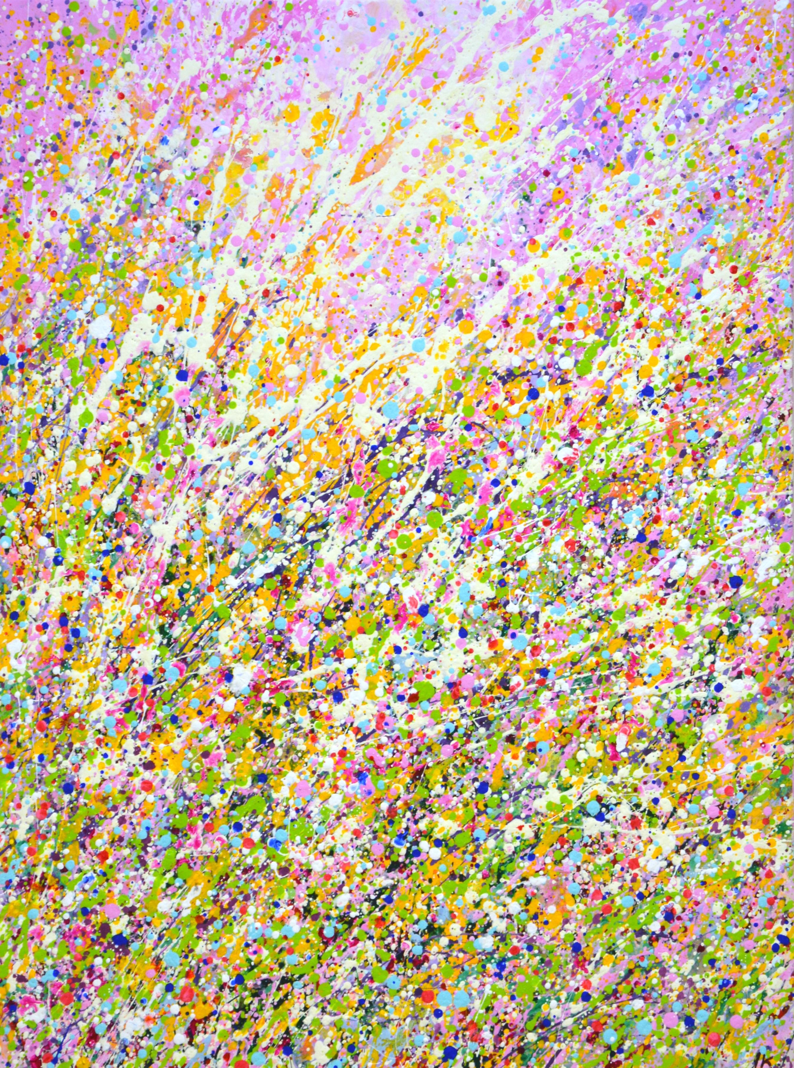 Irena Orlov Gold Leaf Silver Abstract Art on Canvas 36 x 48" at