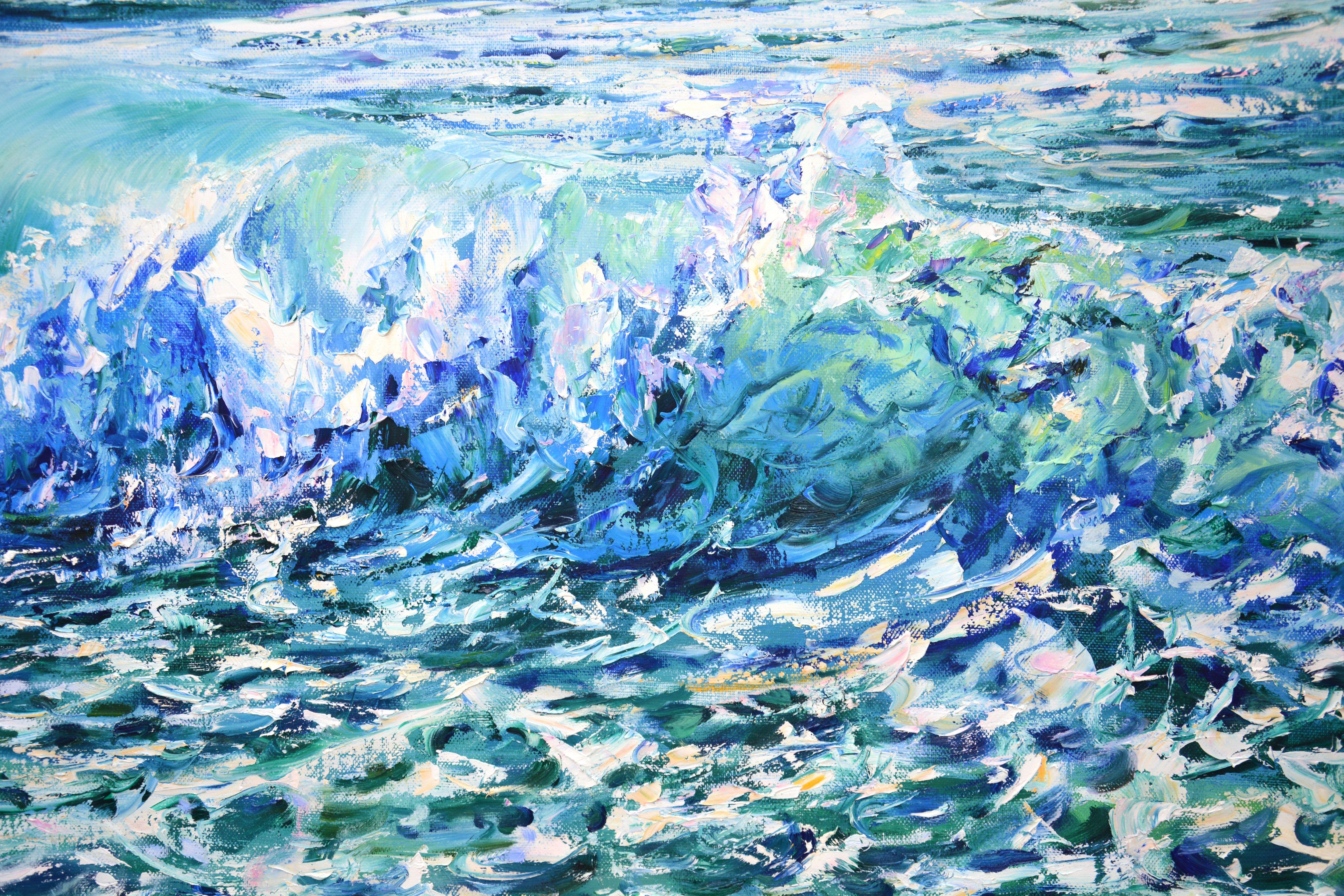 The ocean breathes with free wind, Painting, Oil on Canvas For Sale 2