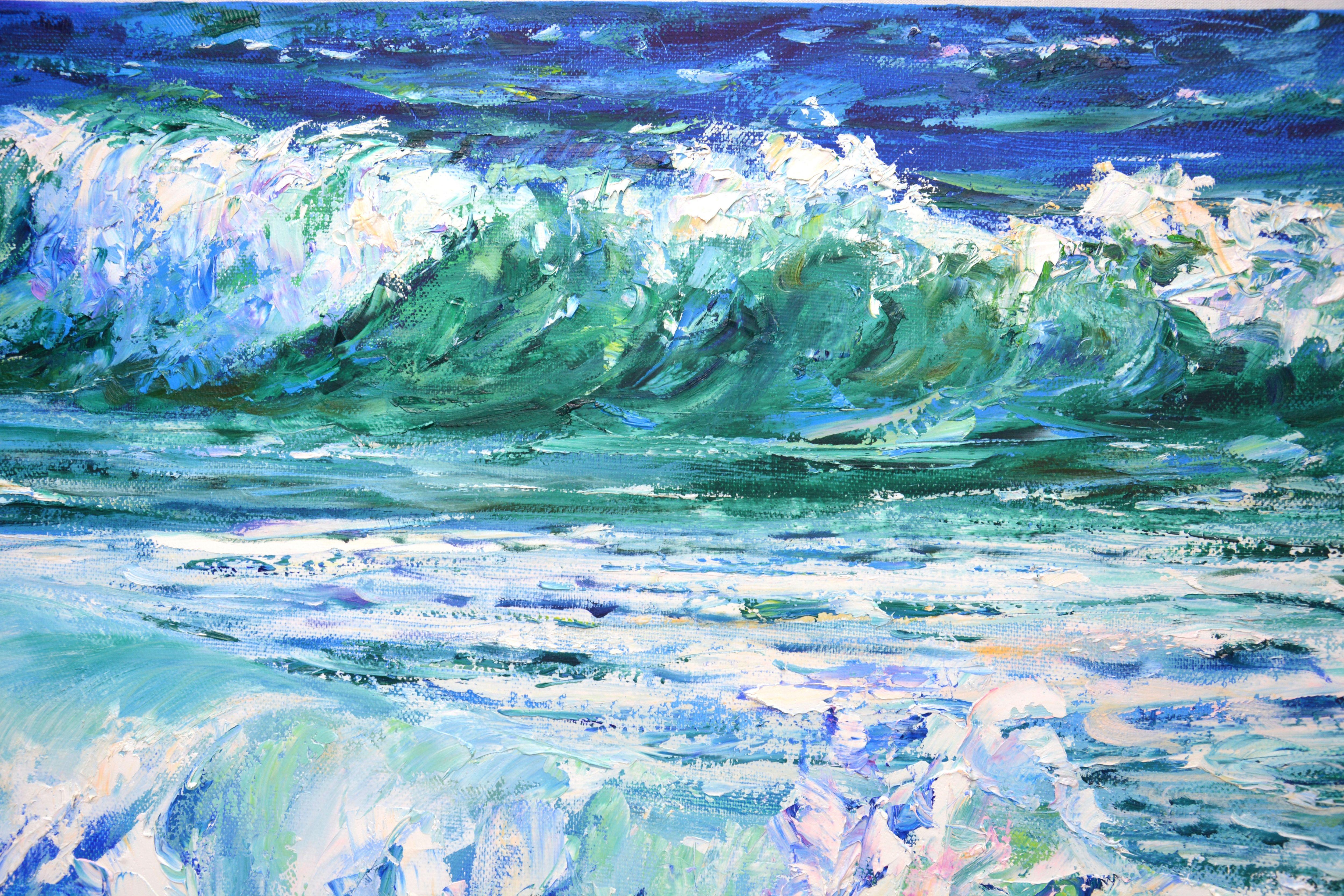 The ocean breathes with free wind, Painting, Oil on Canvas For Sale 3