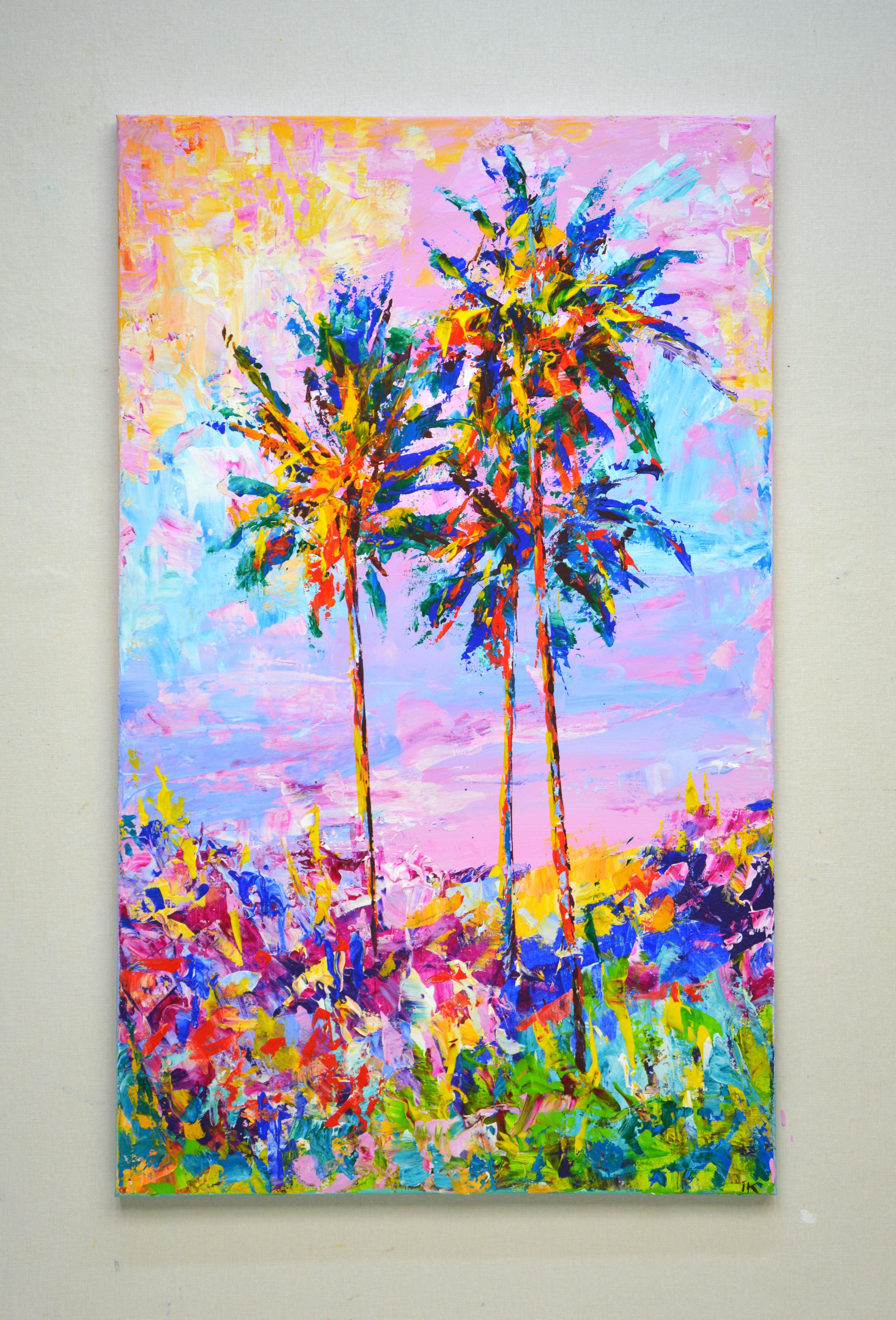 	The sun. Palm trees. - Painting by Iryna Kastsova