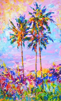 	The sun. Palm trees.