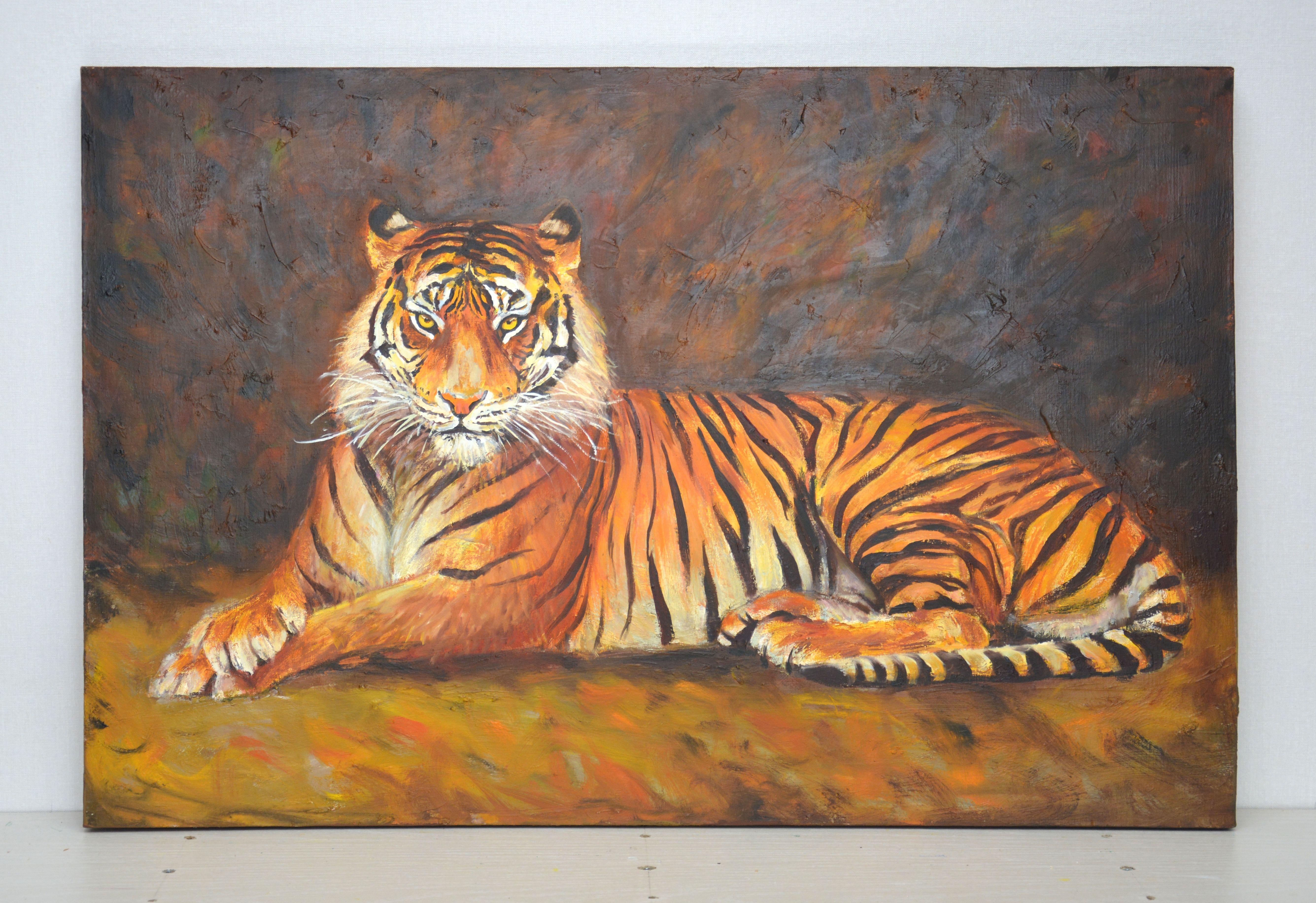 Tigre, peinture, huile sur toile - Painting de Iryna Kastsova