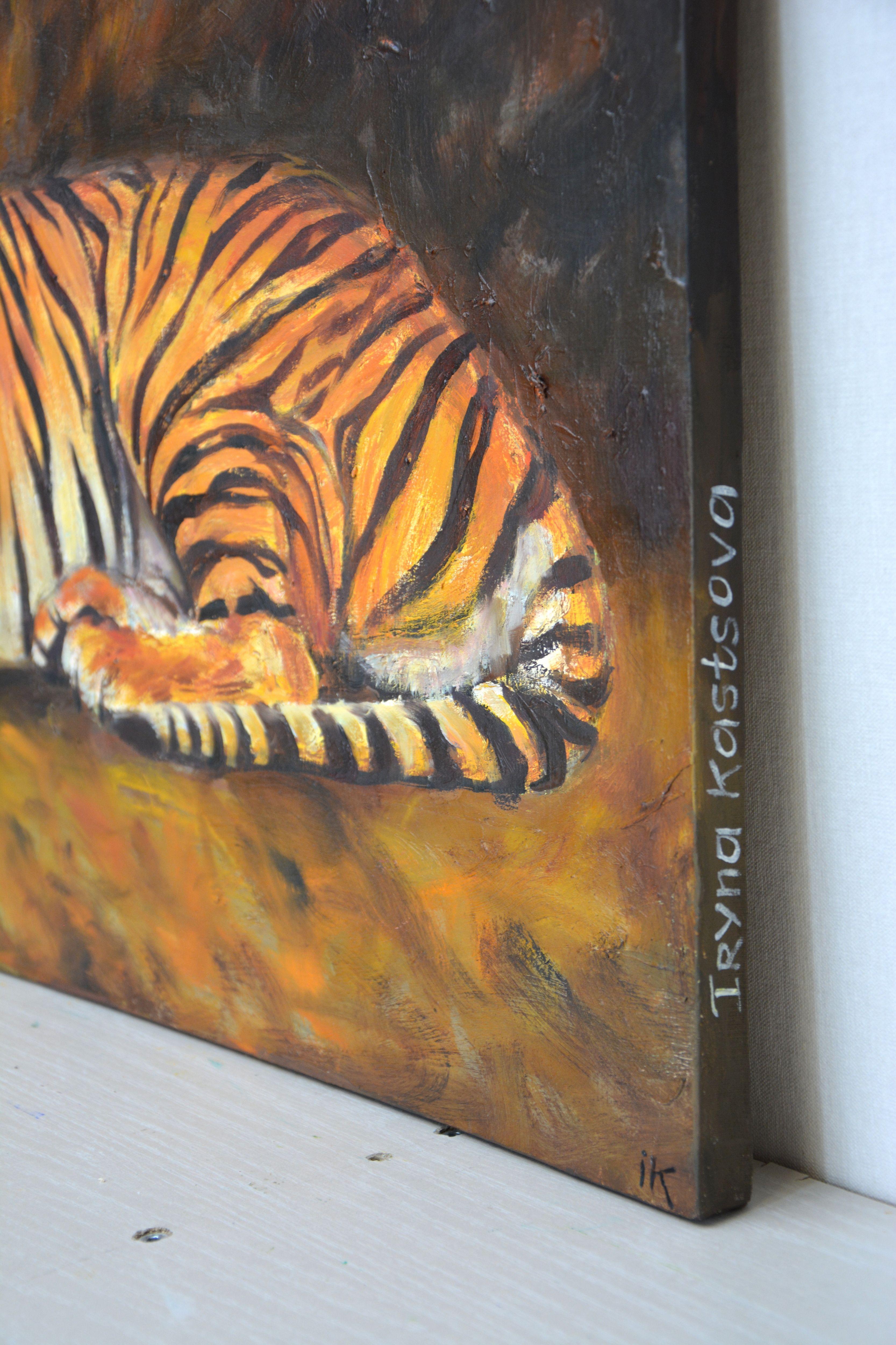 Tigre, peinture, huile sur toile en vente 1