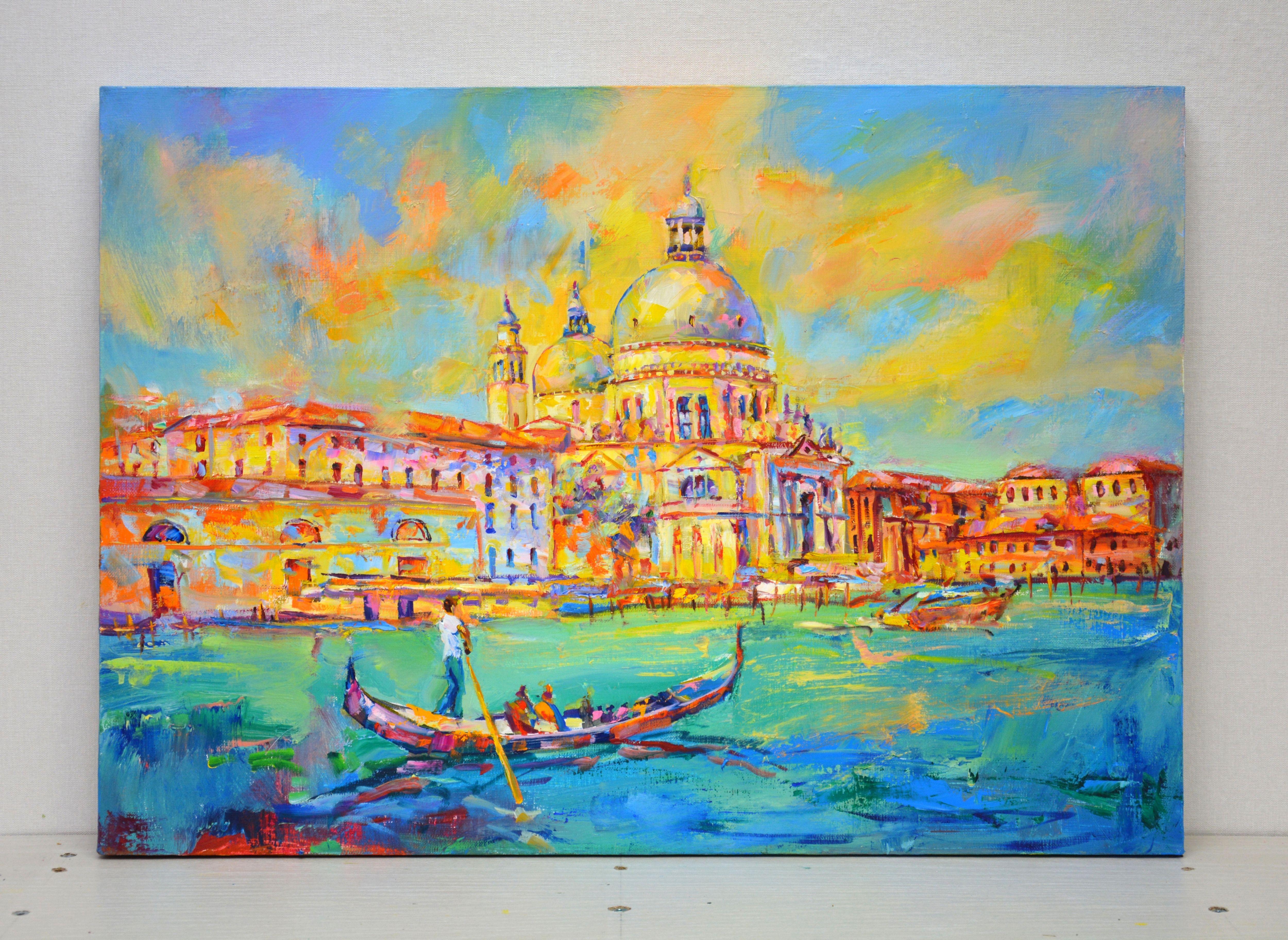 Walking in Venice, Painting, Oil on Canvas For Sale 1