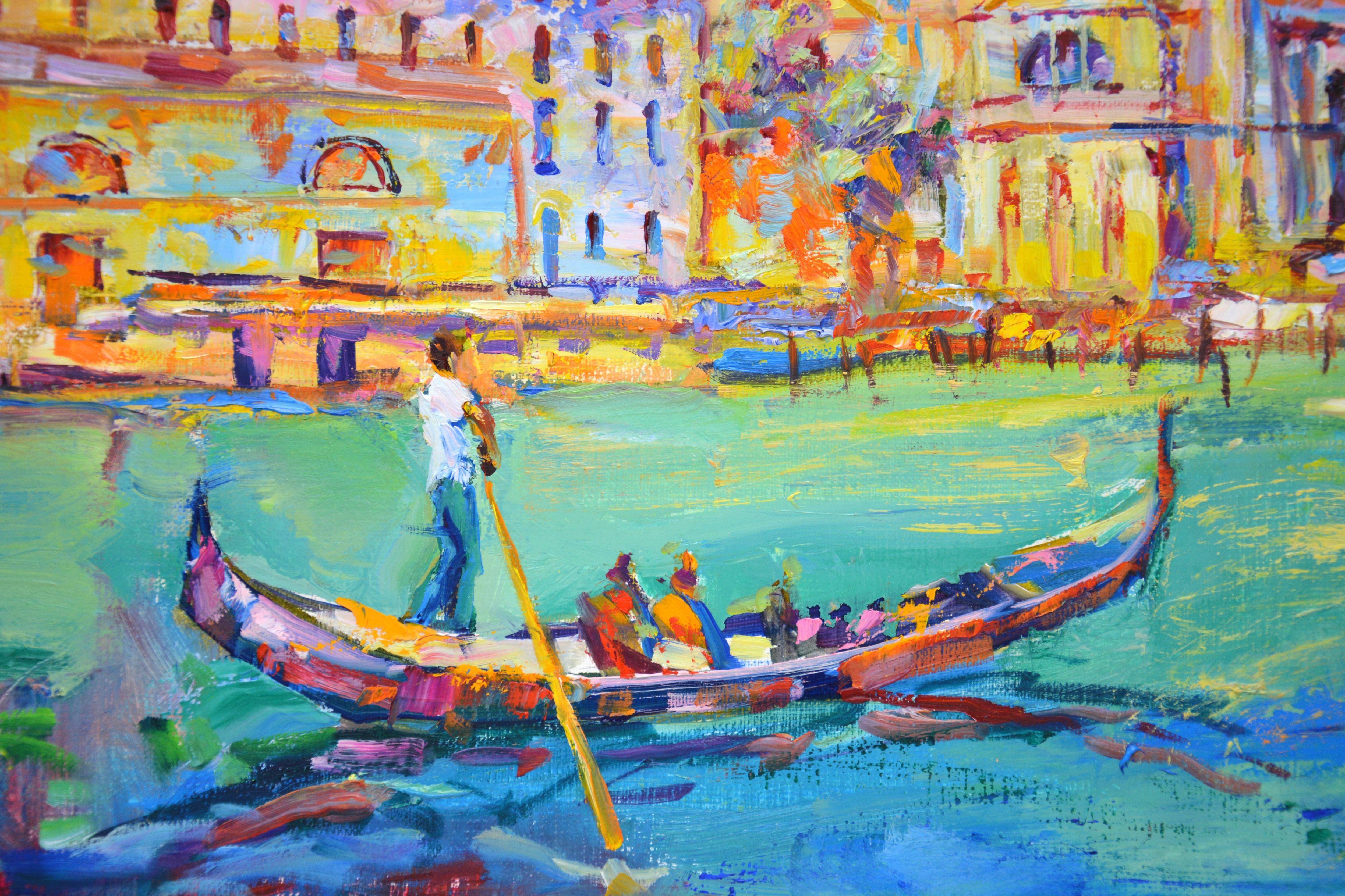 Walking in Venice, Painting, Oil on Canvas For Sale 3