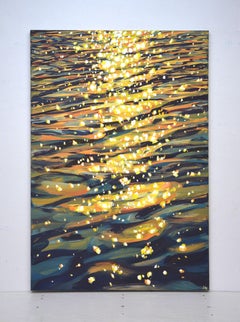 Waltz of glare on the water., Painting, Acrylic on Canvas