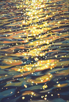 Waltz of glare on the water., Painting, Acrylic on Canvas