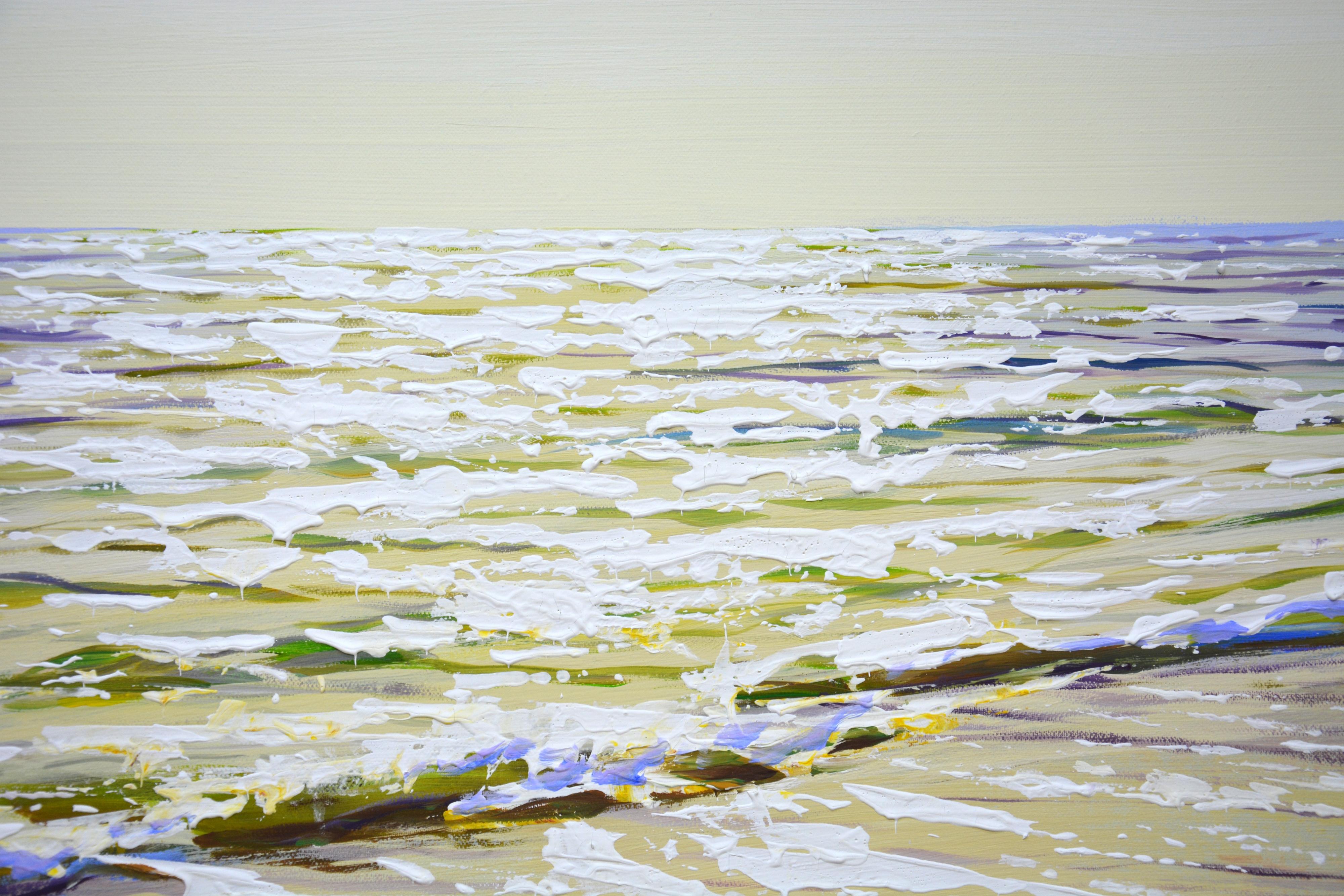Día caluroso. Océano - Sereno paisaje marino Pintura para decoración de interiores - Landscape Painting Gris de Iryna Kastsova