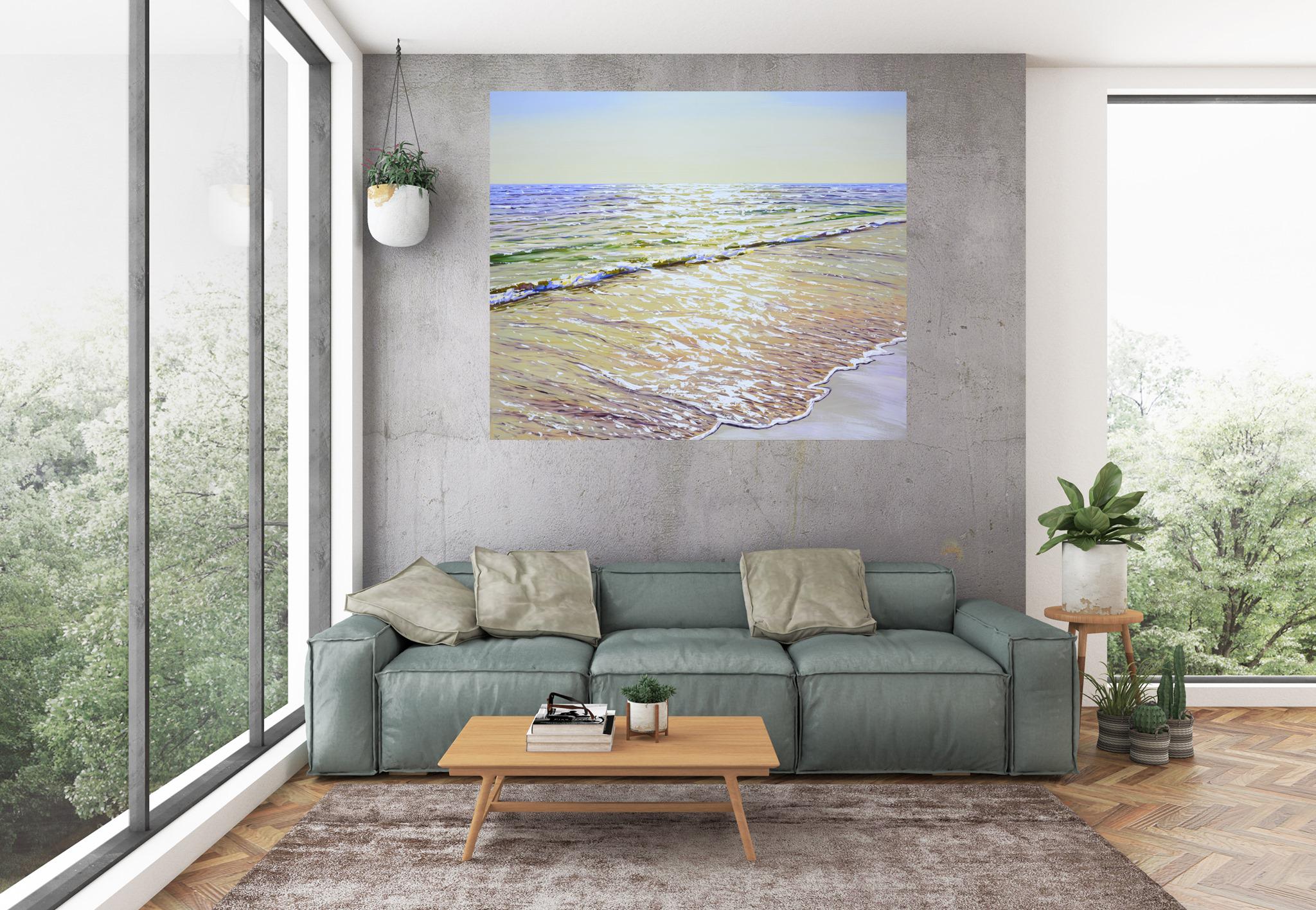 Día caluroso. Océano - Sereno paisaje marino Pintura para decoración de interiores en venta 4