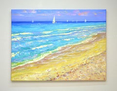 Soirée chaude en mer, Peinture, Huile sur toile