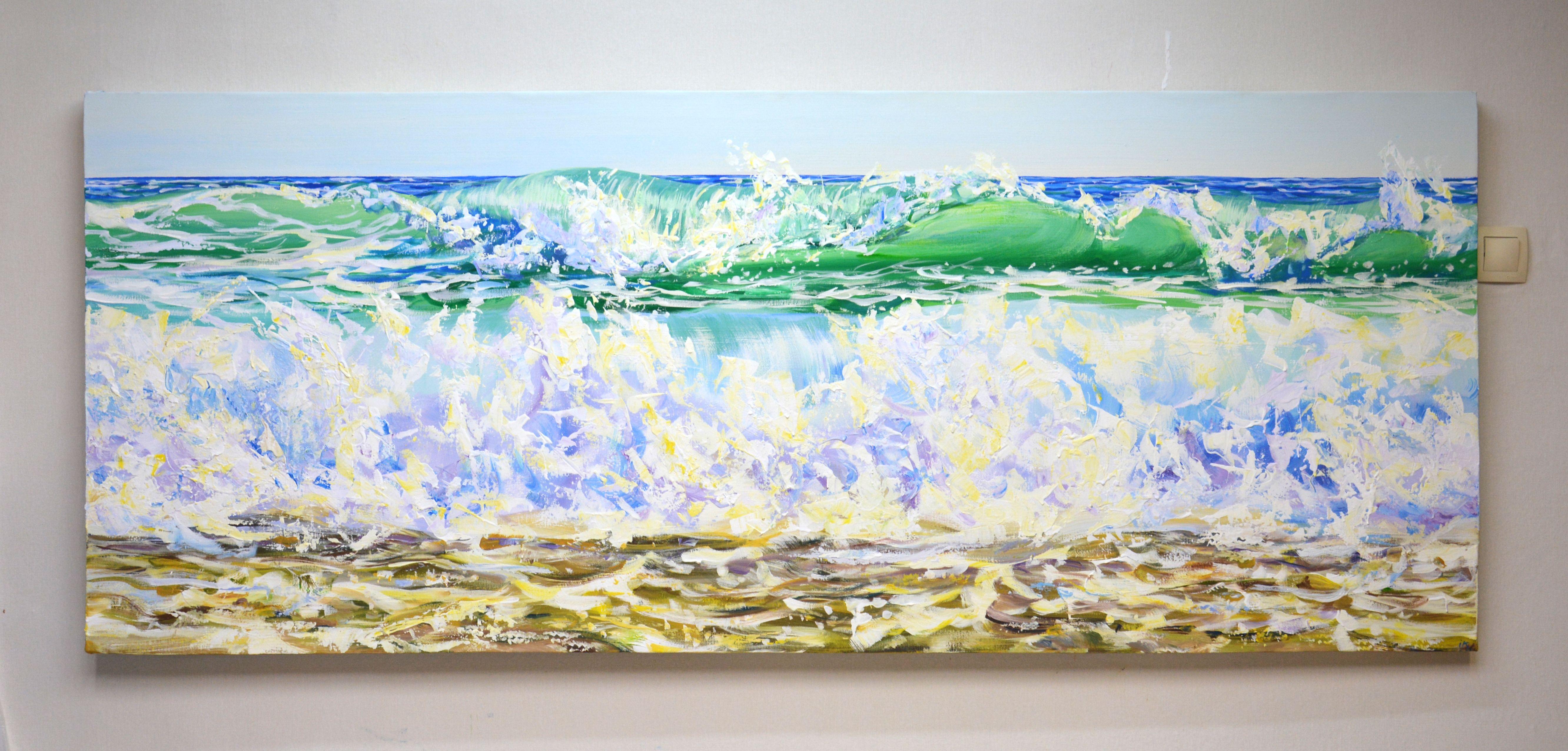 Vagues de l'océan 3, peinture, acrylique sur toile - Réalisme Painting par Iryna Kastsova