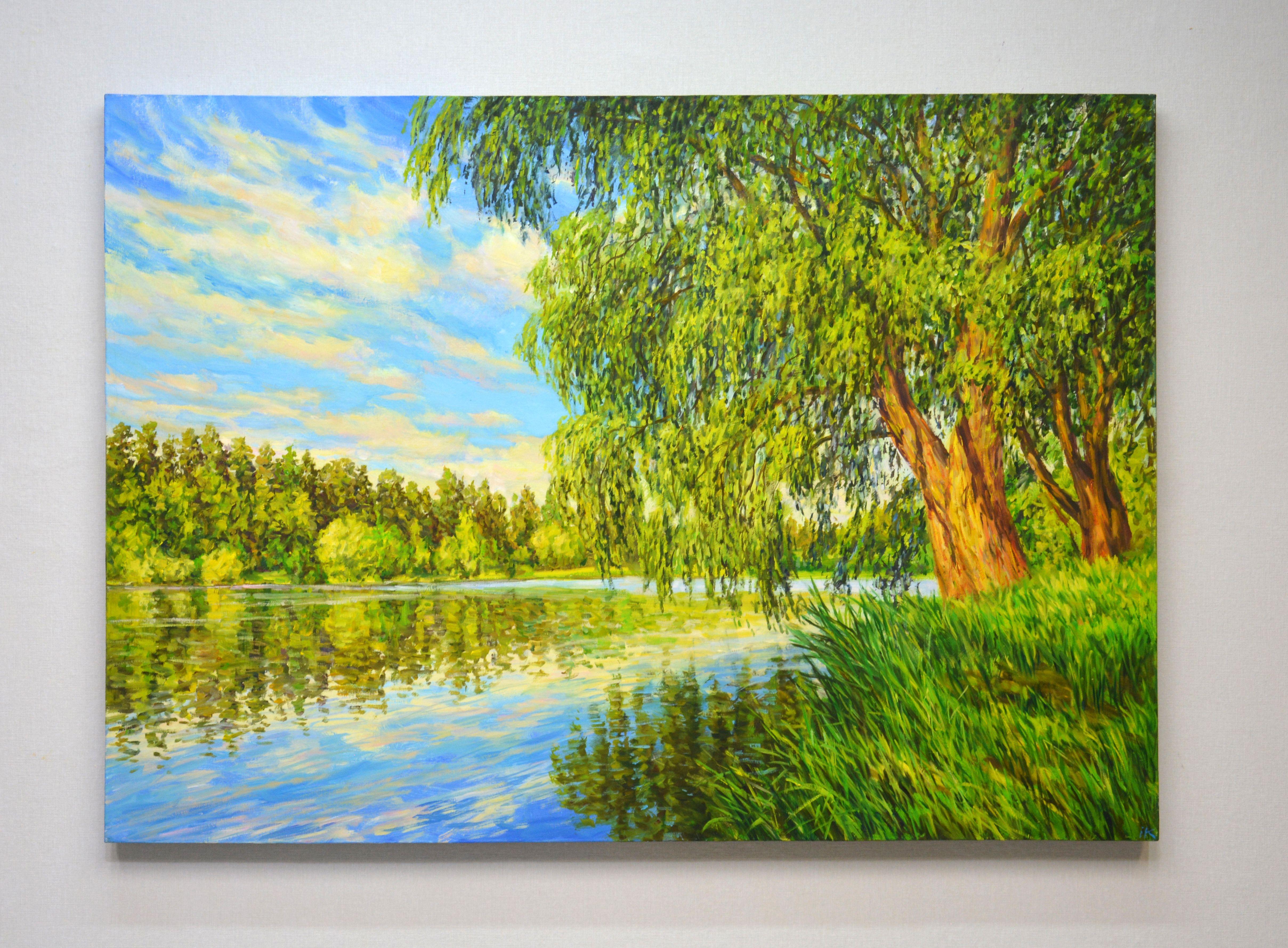 Willow by the water, Painting, Oil on Canvas For Sale 1