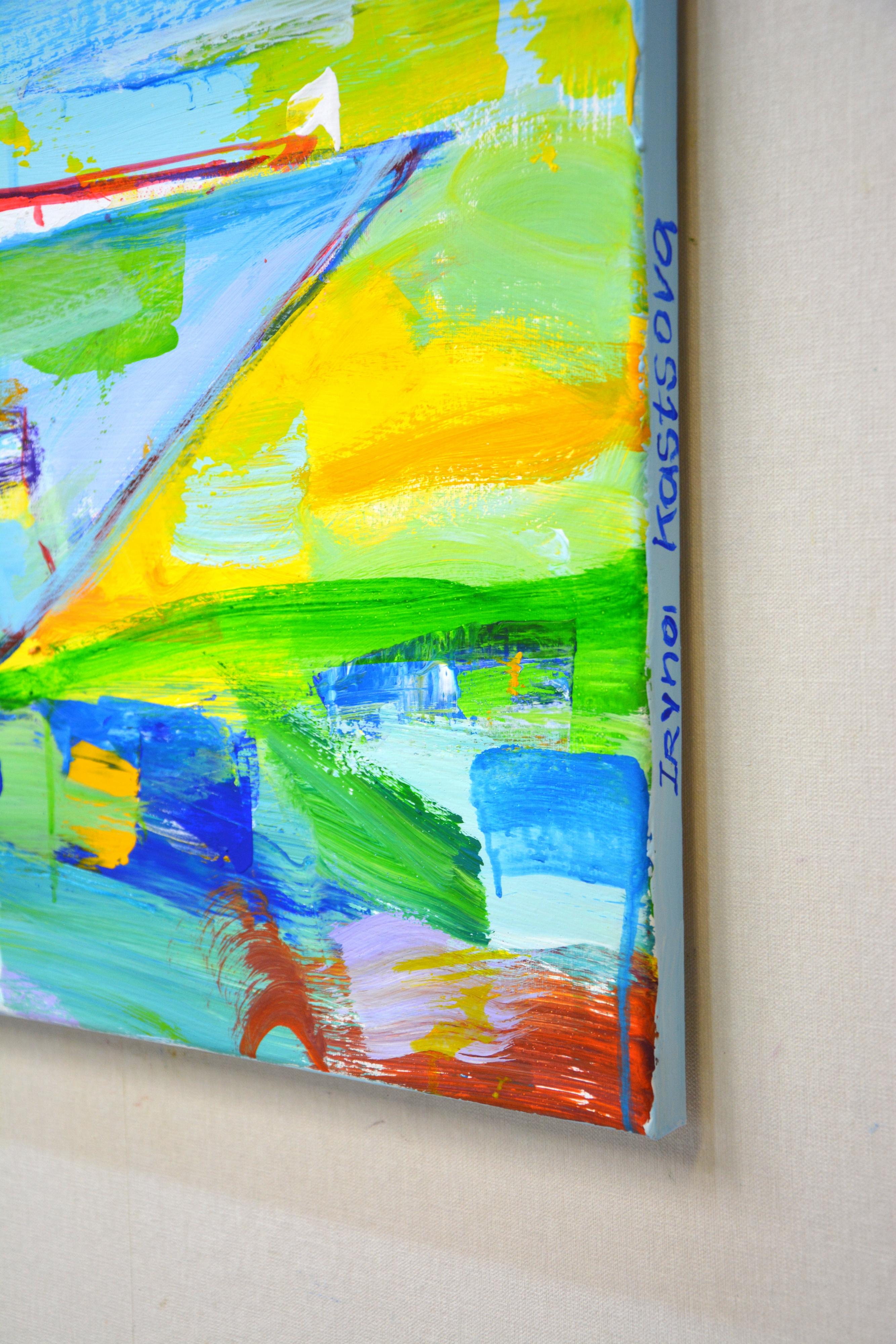 Yacht. Expression. - Expressionist Painting by Iryna Kastsova