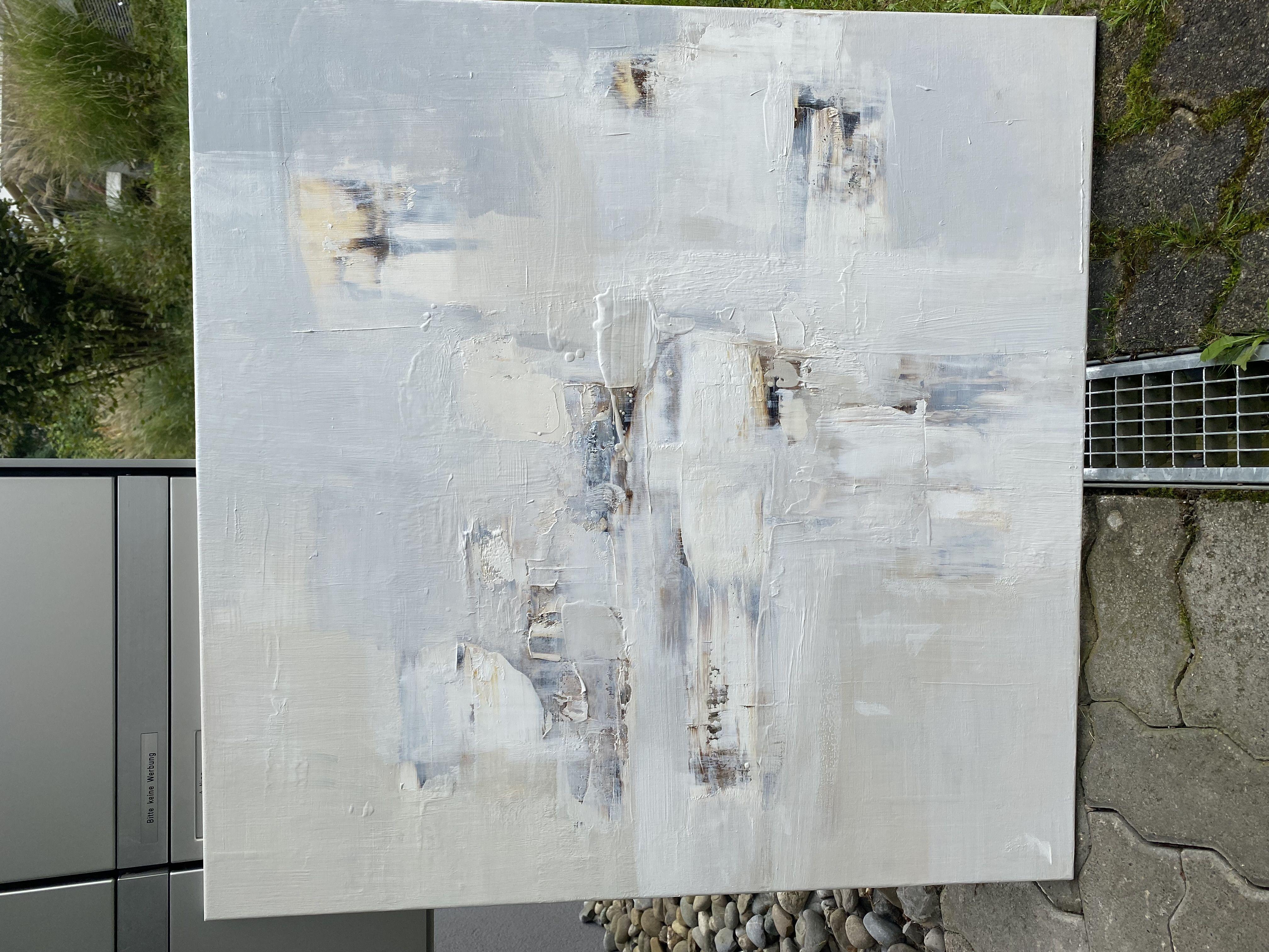 INVISIBLE TOUCH 856, Painting, Oil on Canvas - Gray Abstract Painting by Iryna Kitaieva