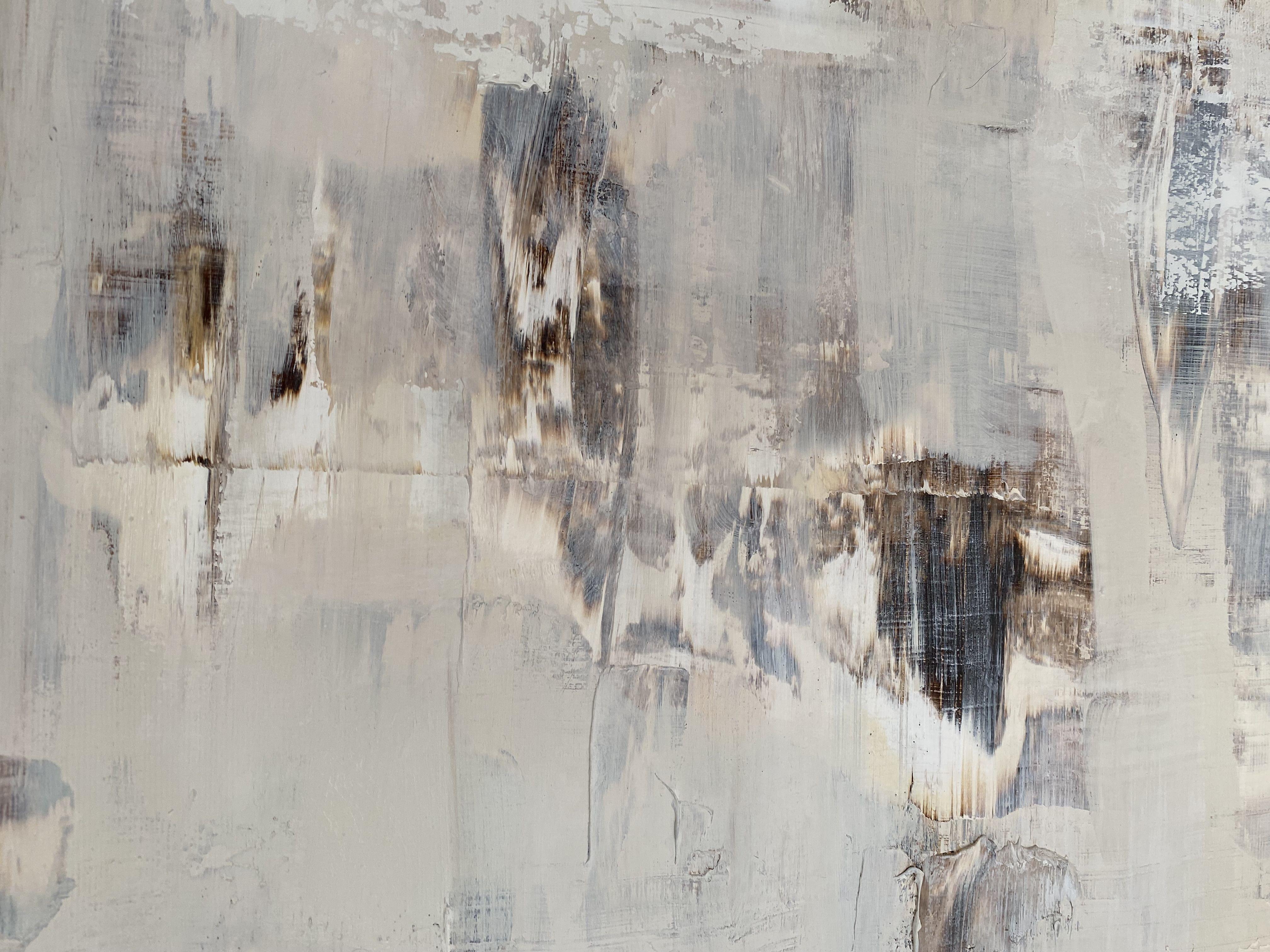 Peinture, huile sur toile, Silver Silence 10 - Abstrait Painting par Iryna Kitaieva