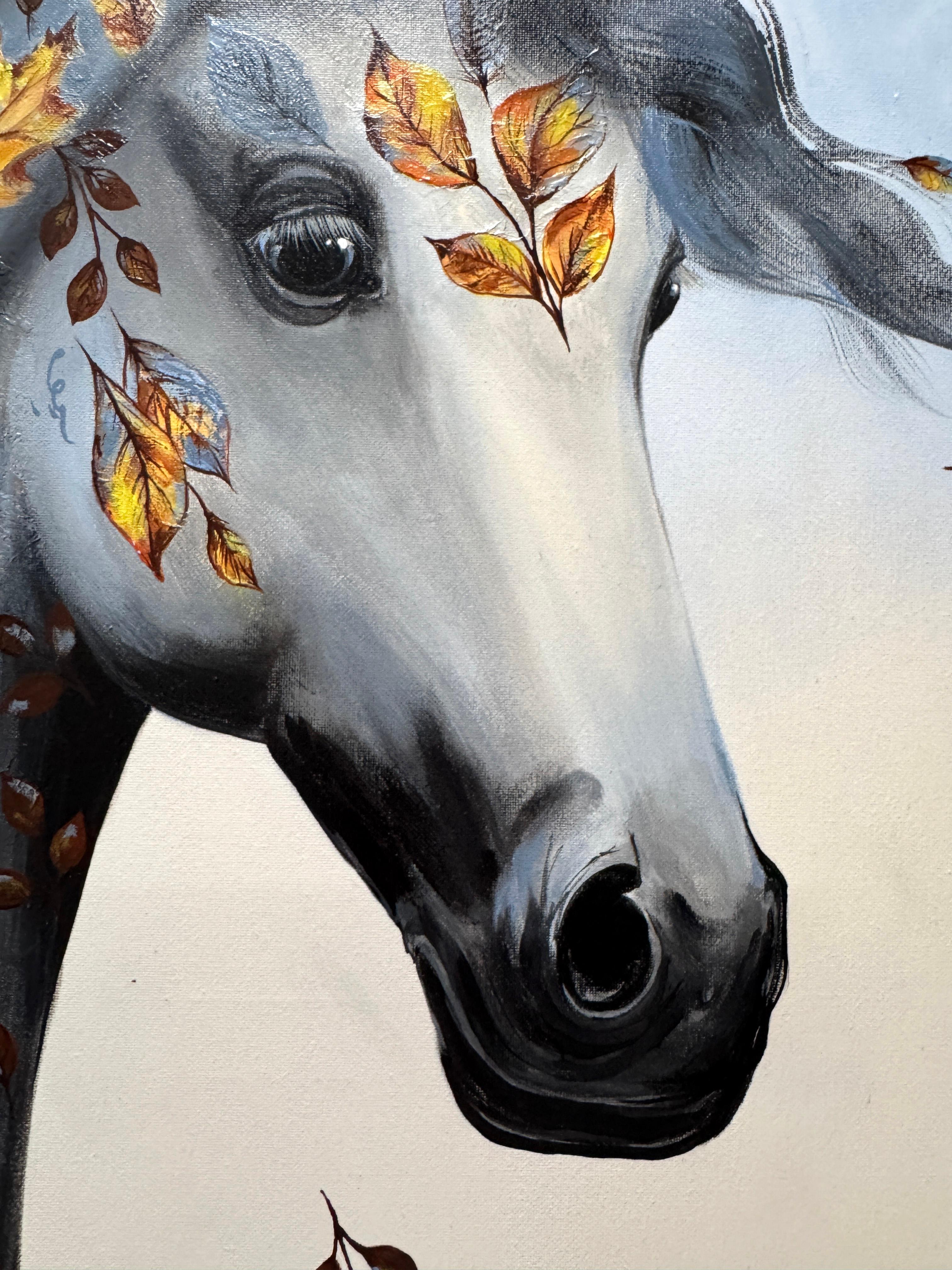 Autumn Wanderer (Grau), Abstract Painting, von Iryna Kobzar