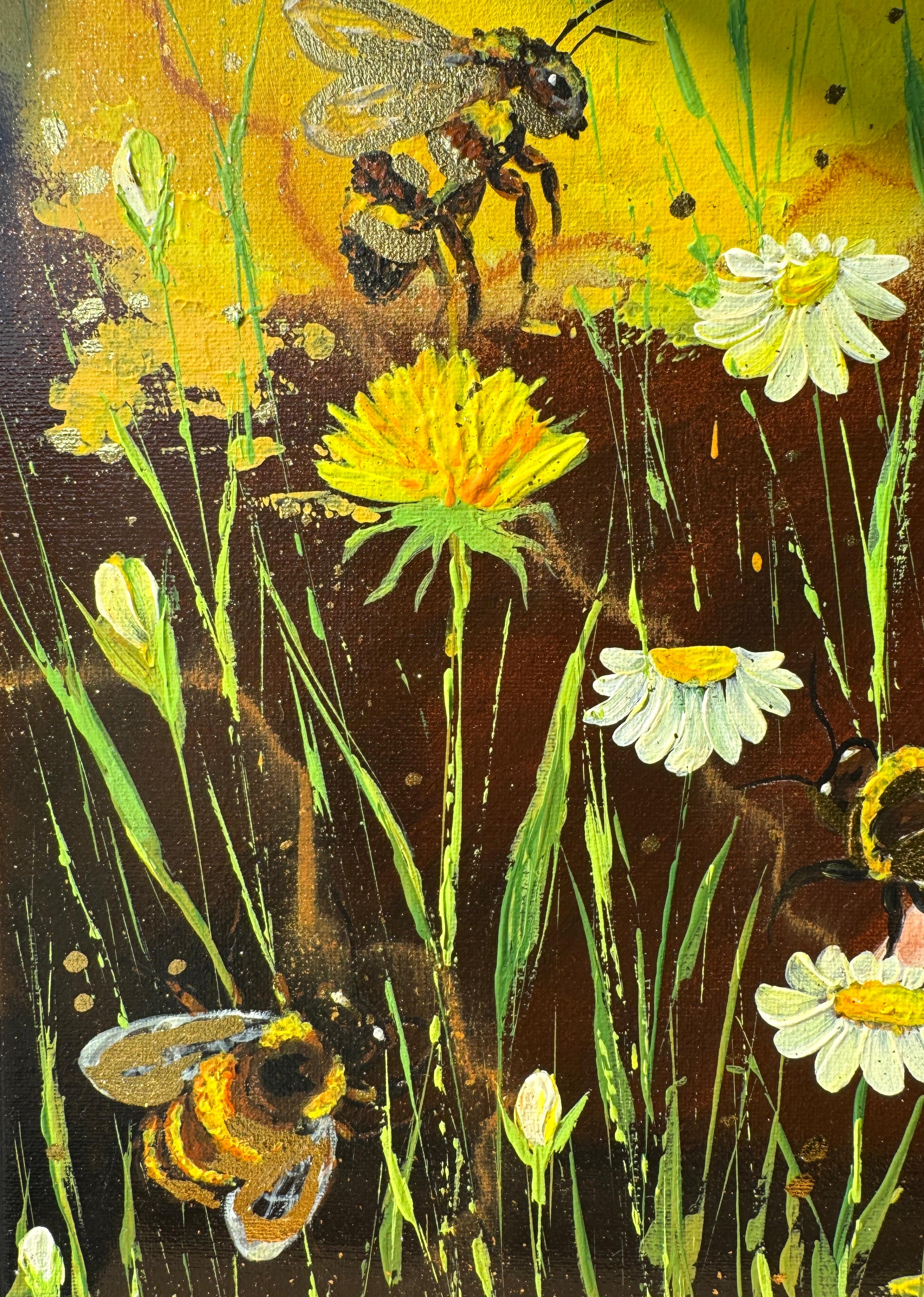 Catch the Sweet Moment - Yellow Figurative Painting by Iryna Kobzar