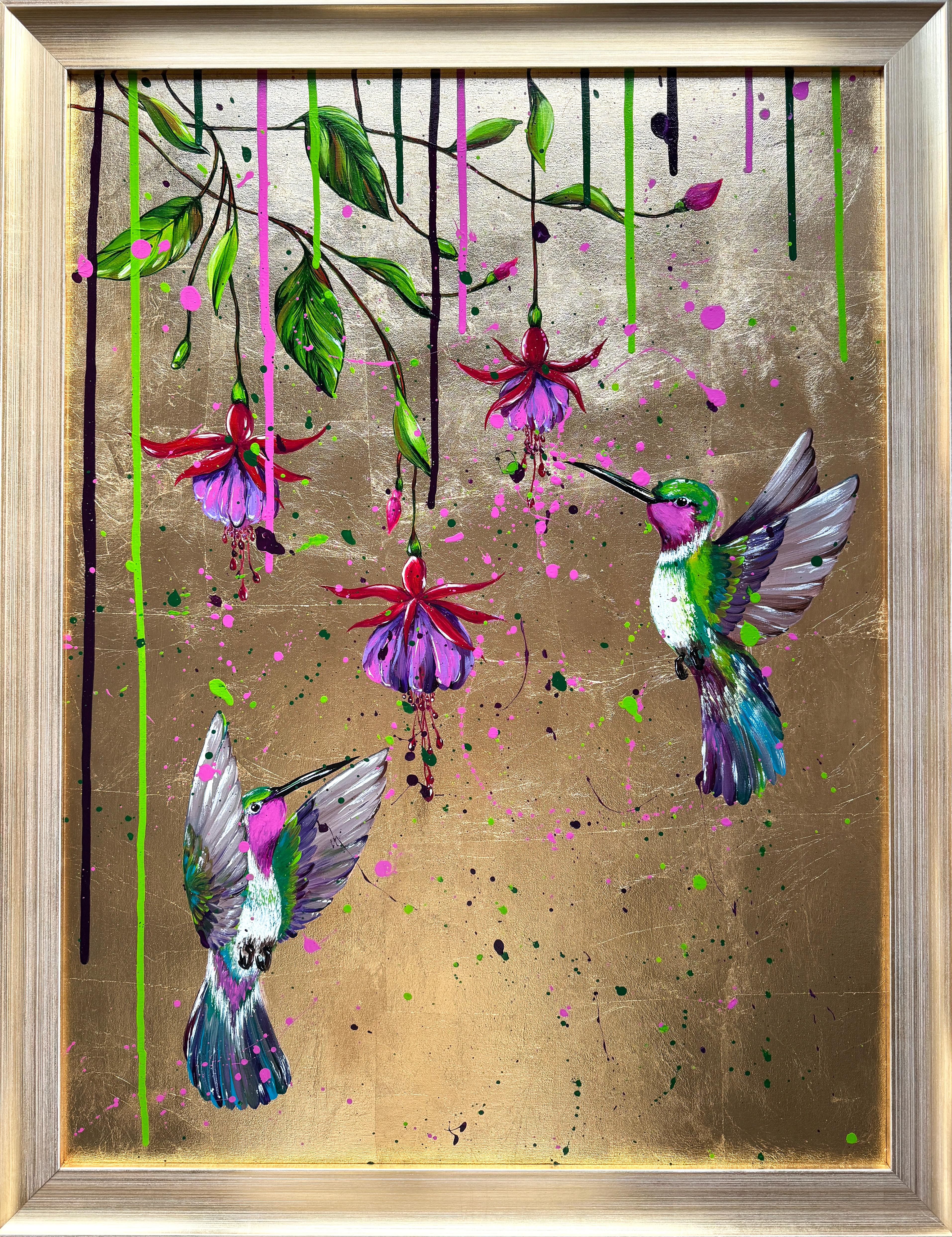 Iryna Kobzar Abstract Painting - Dance of the Hummingbirds