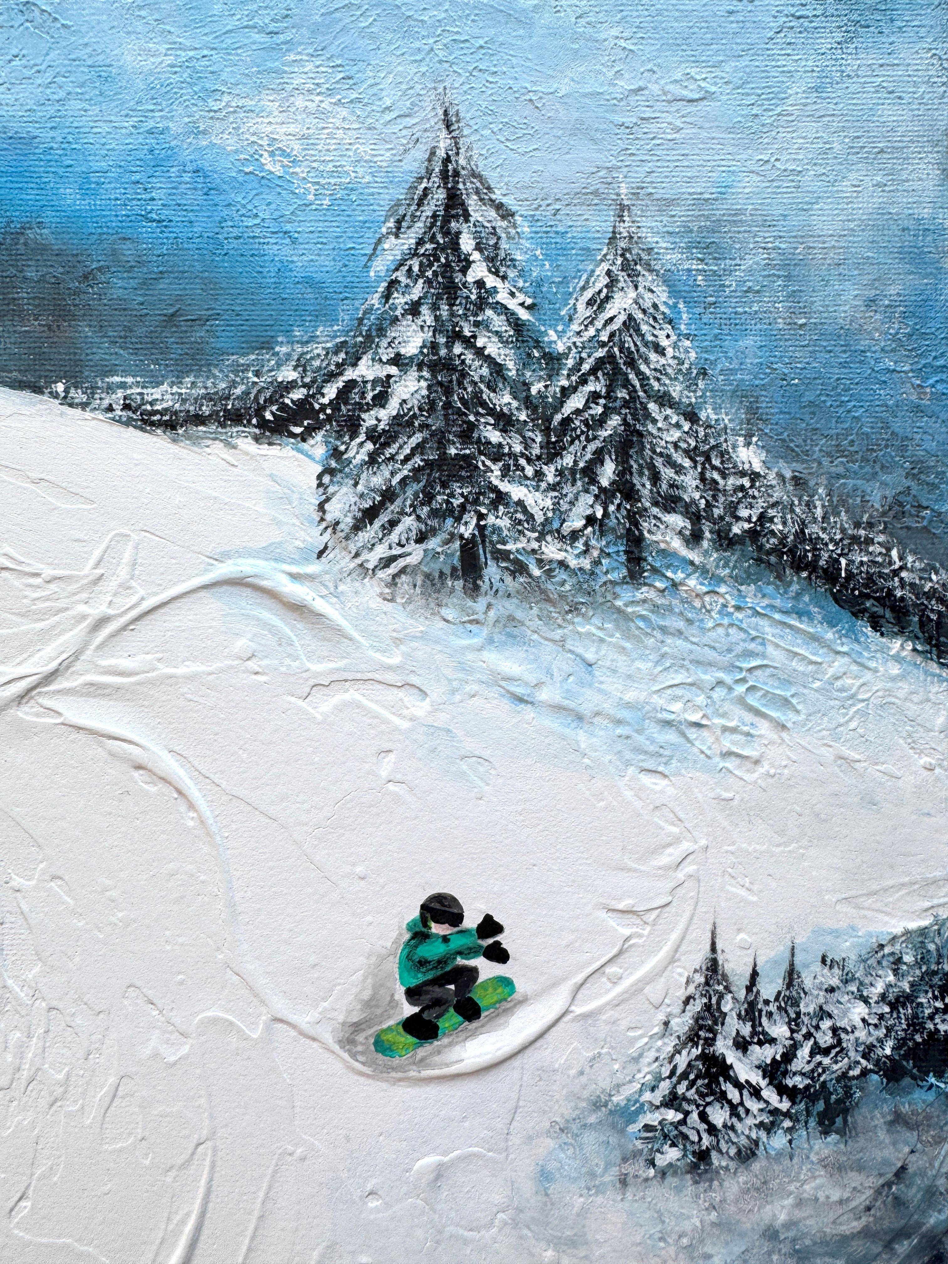 Descent Through Mountain Silence - Abstract Impressionist Painting by Iryna Kobzar