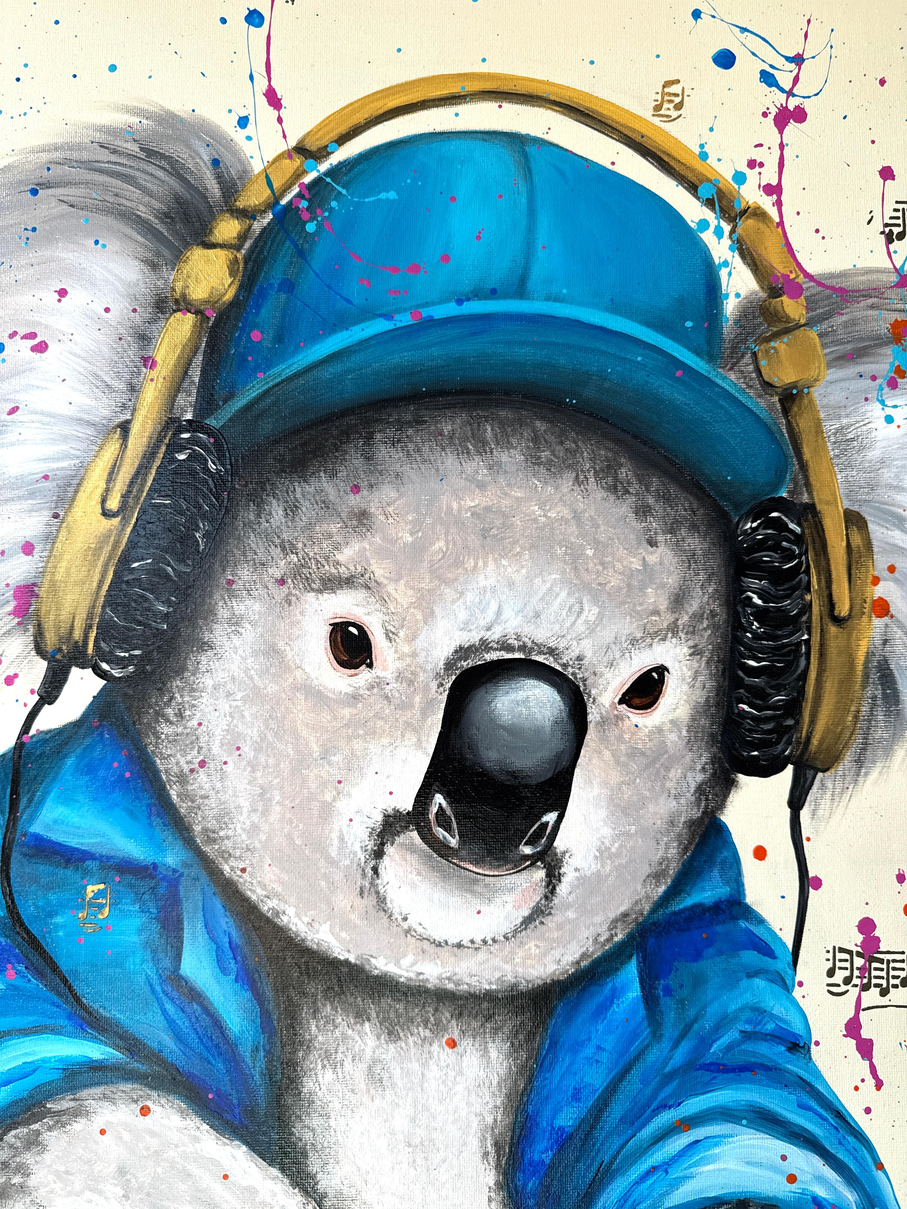 DJ Koala (Grau), Animal Painting, von Iryna Kobzar