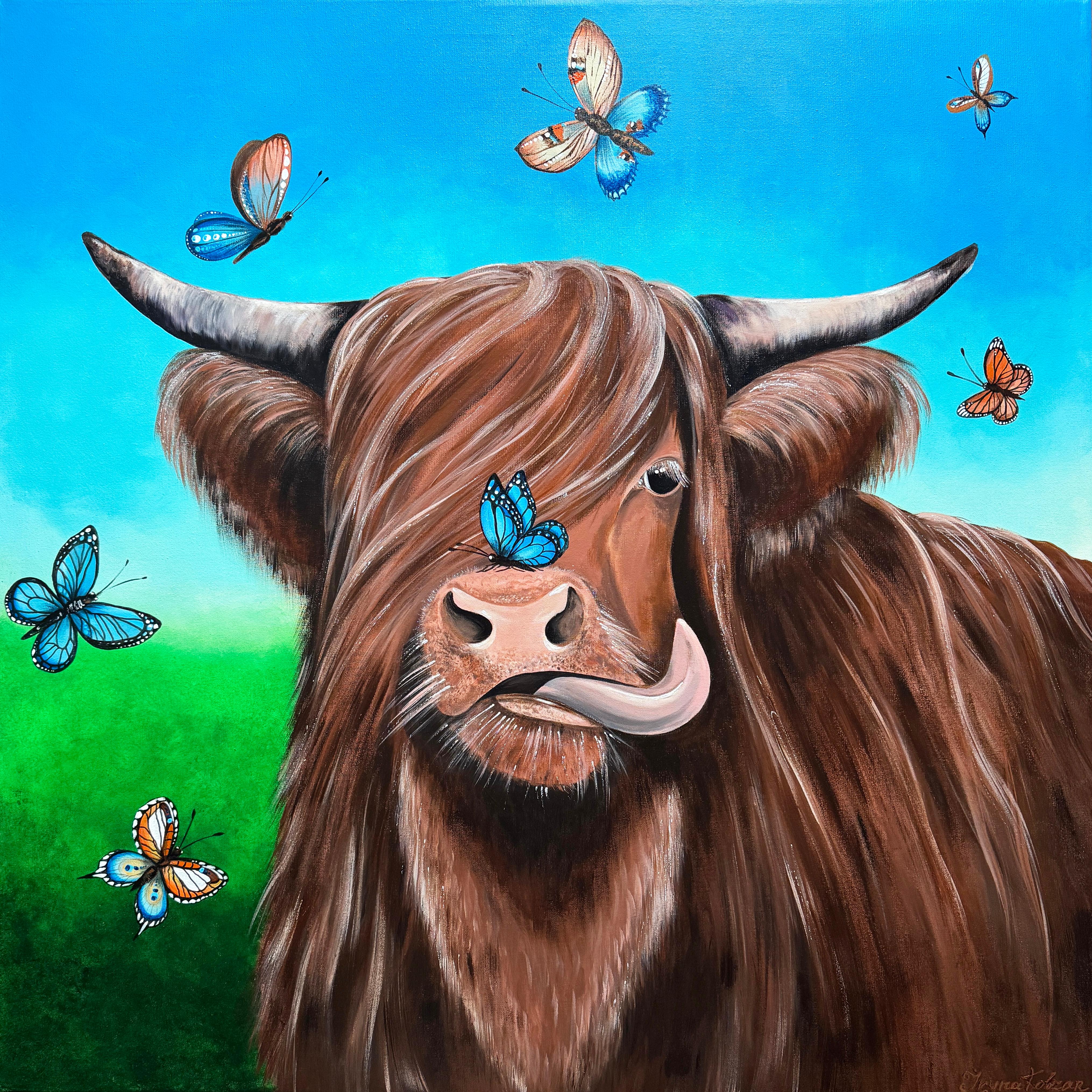 Animal Painting Iryna Kobzar - Gentle Giants de la prairie