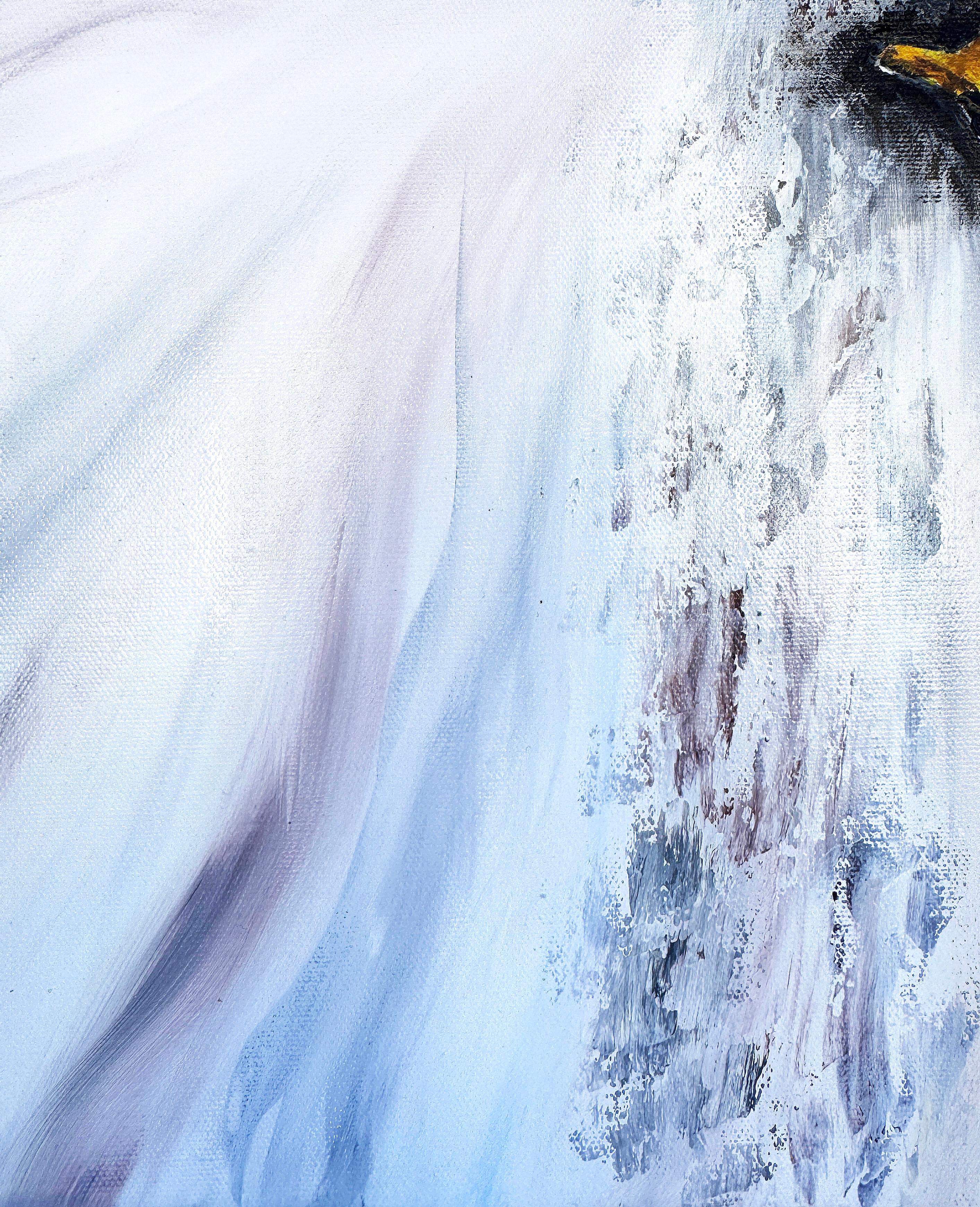 Inspiriert von Erinnerungen an Dubai - ein Land, in dem die Grandeur der Wüste auf den Puls des modernen Lebens trifft. Der weiße Falke, ein Symbol für Stärke, Adel und Freiheit, blickt mit ruhiger Würde und stiller Kraft in die Ferne. Das Gemälde