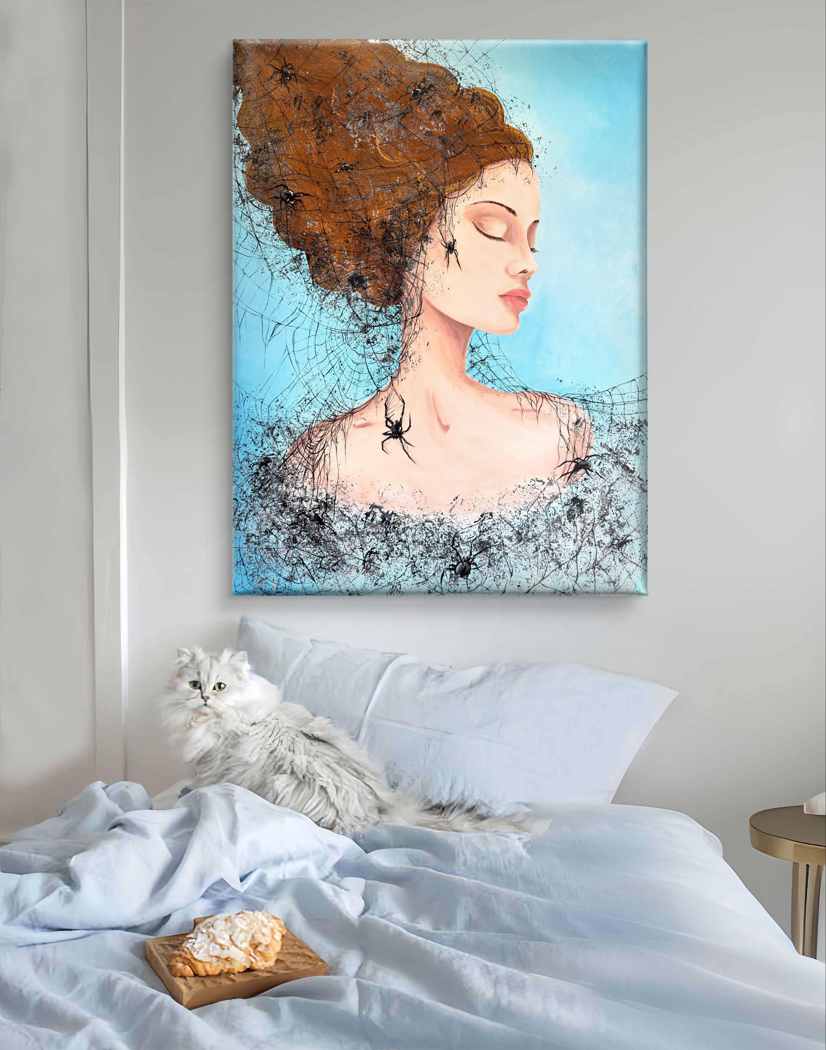 In the Web of the Past - Painting by Iryna Kobzar