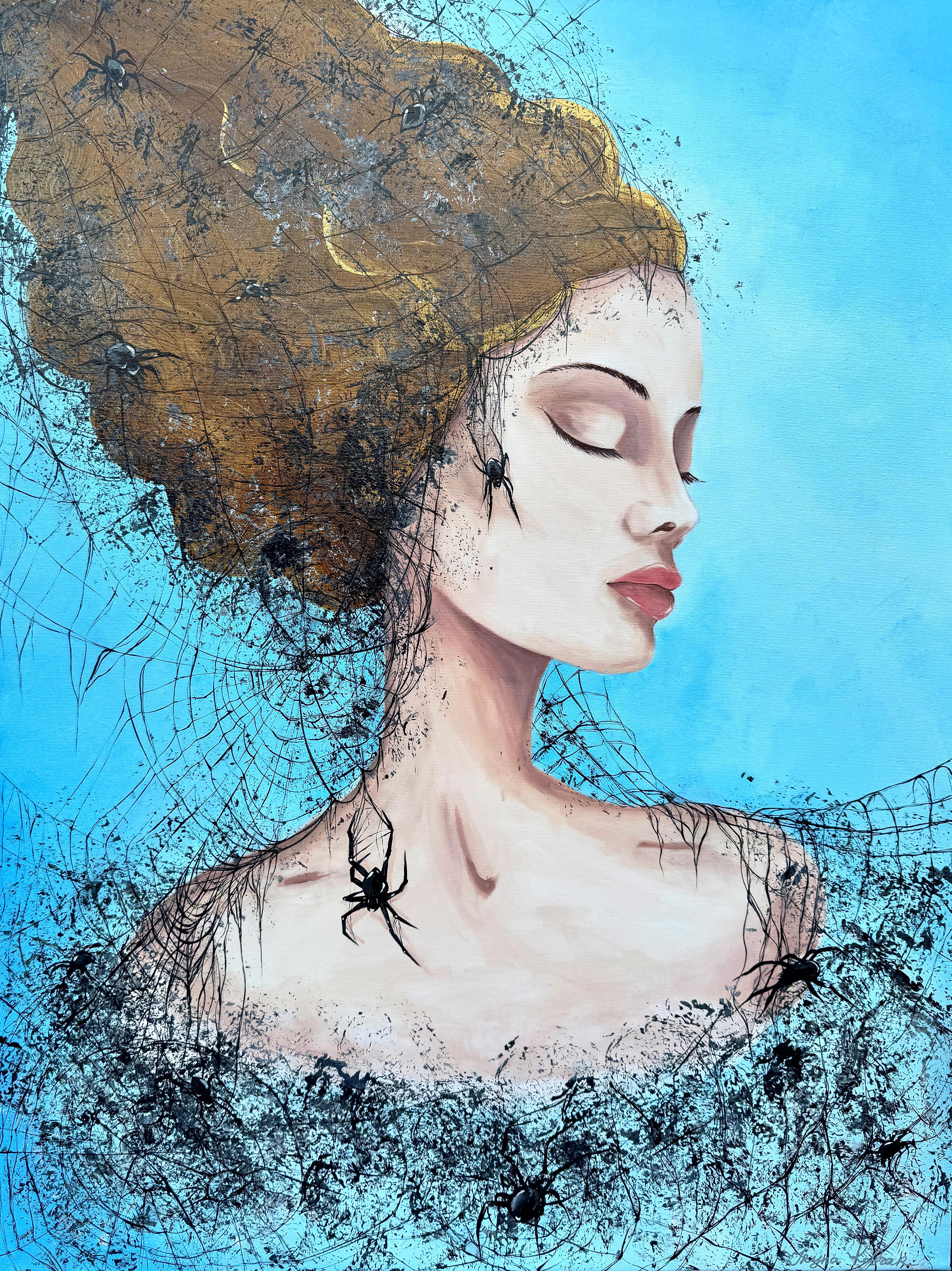 Iryna Kobzar Abstract Painting - In the Web of the Past