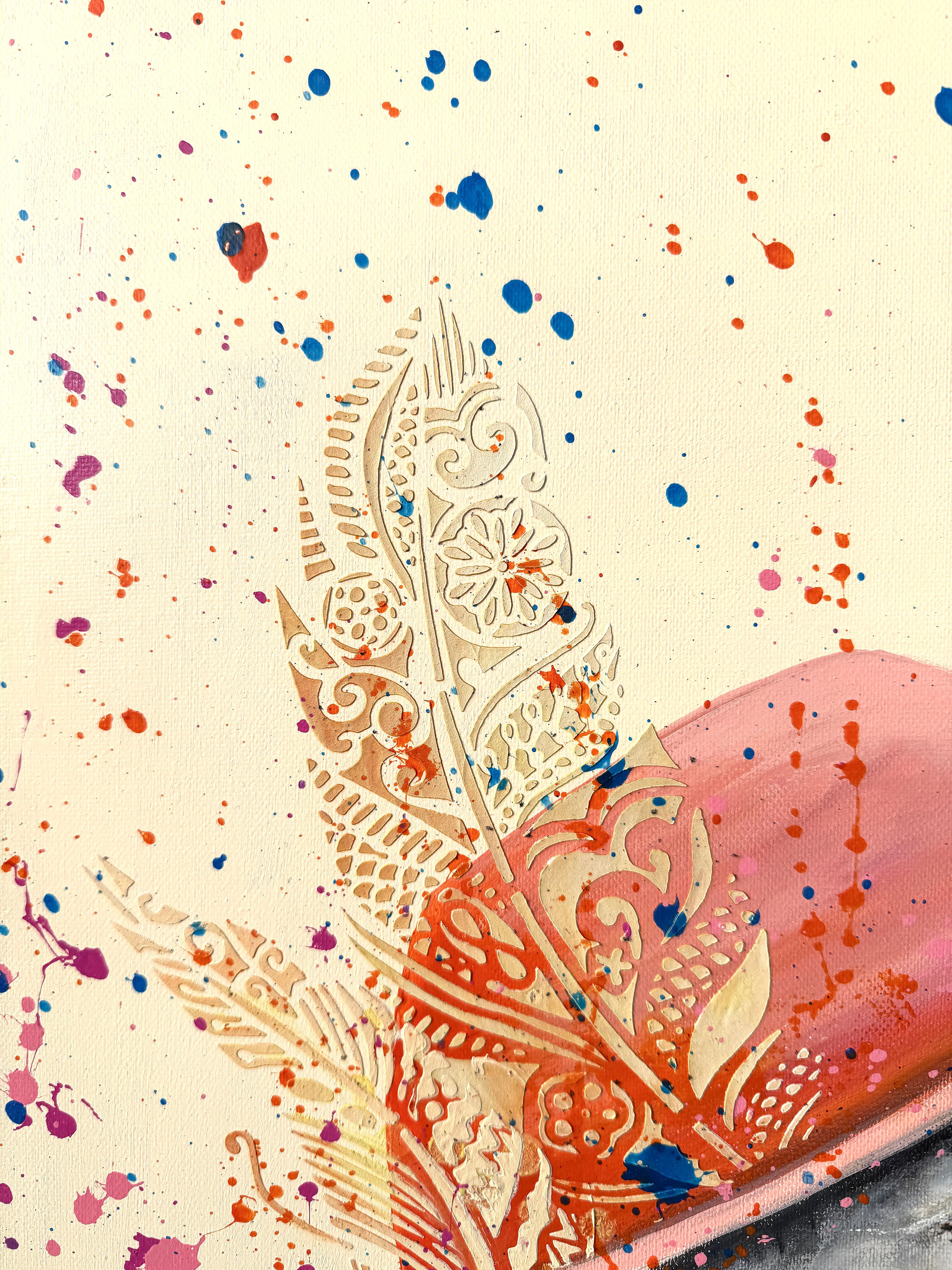 Each painting size: 70x50x1.5cm, Total: 70x100cm

This diptych forms a playful and elegant duo full of humor and charm.
“Mr. Goose on a Date” is a proud gentleman in a tall hat with feathers, embodying confidence, self-respect, and refined