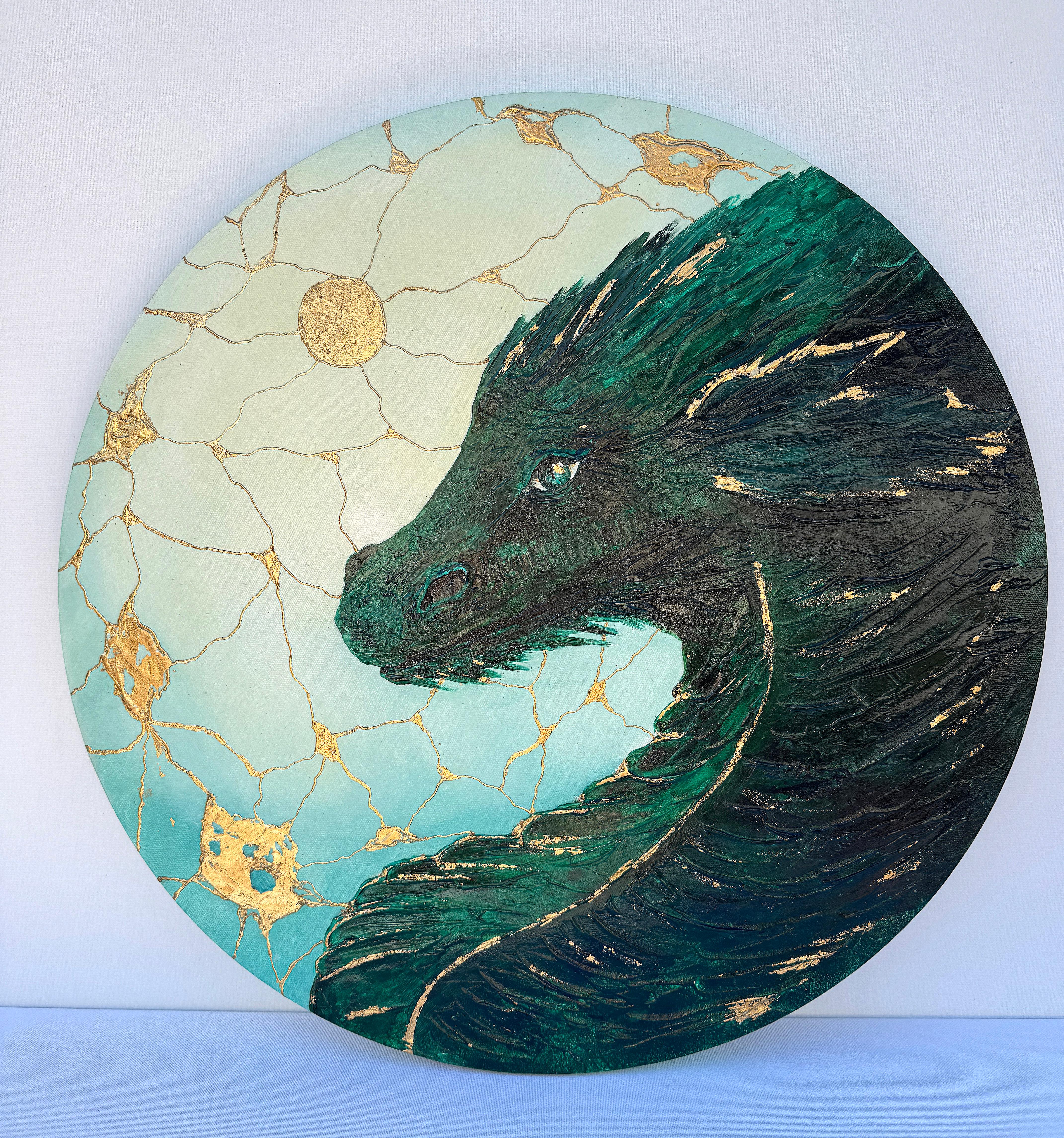 Mein smaragdgrüner Drache – Painting von Iryna Kobzar