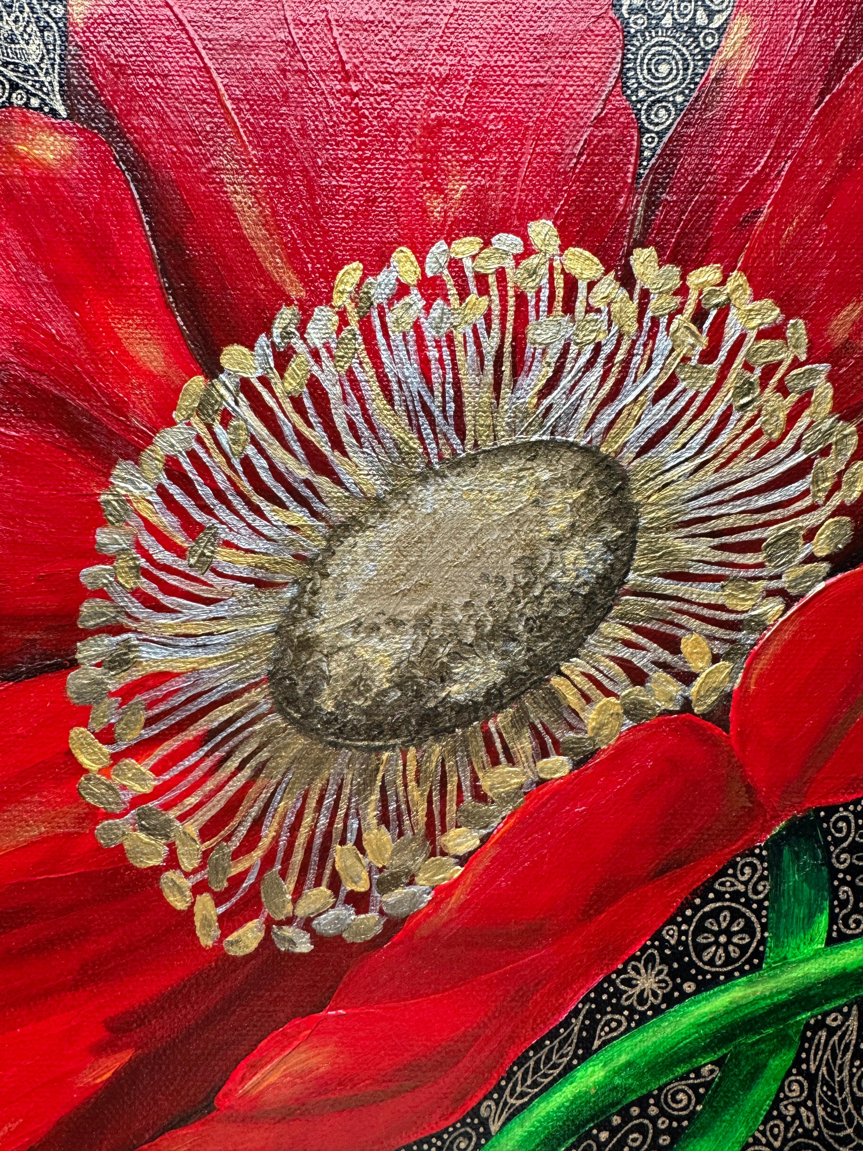 Rote Mohnblumen – Painting von Iryna Kobzar