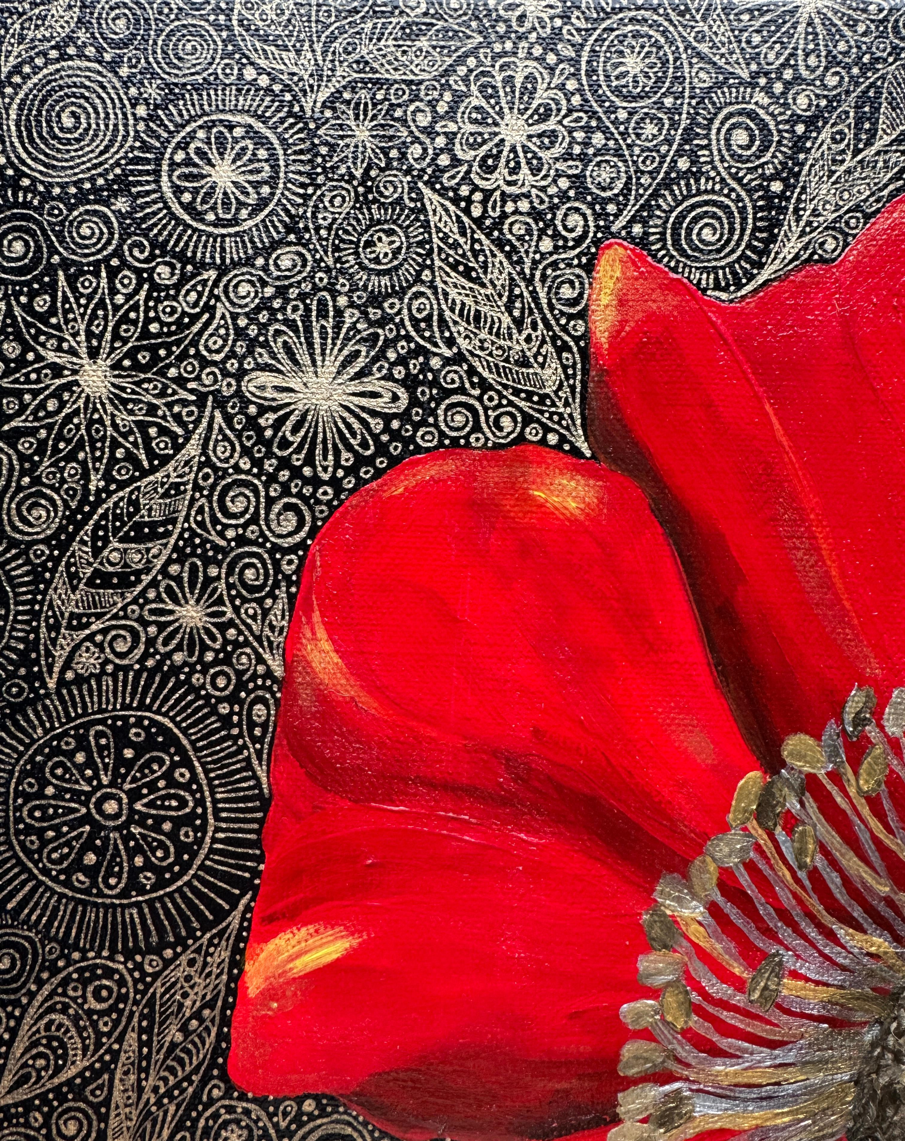 Rote Mohnblumen (Pop-Art), Painting, von Iryna Kobzar