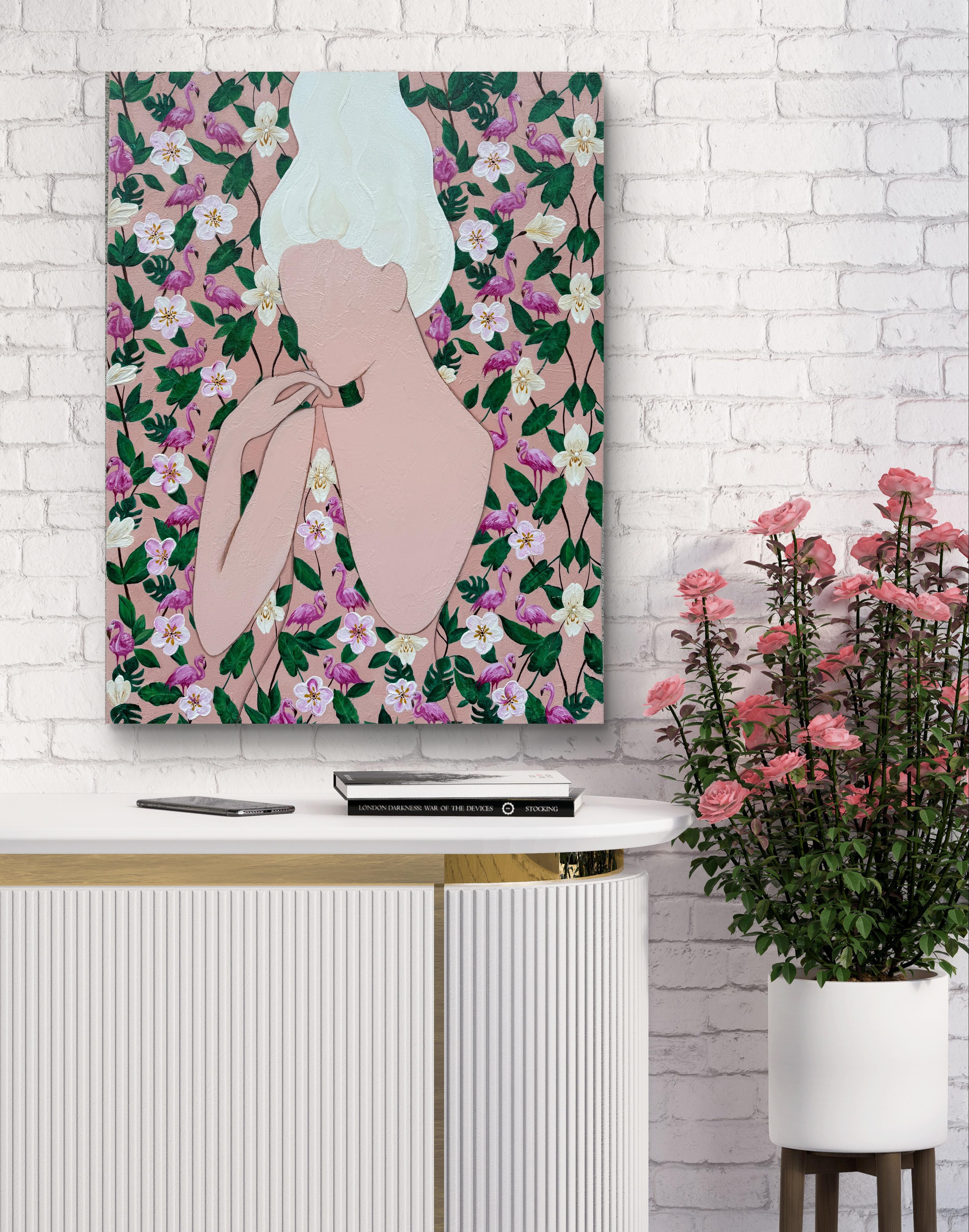 Der Tanz der Stille auf rosa Beinen – Painting von Iryna Kobzar