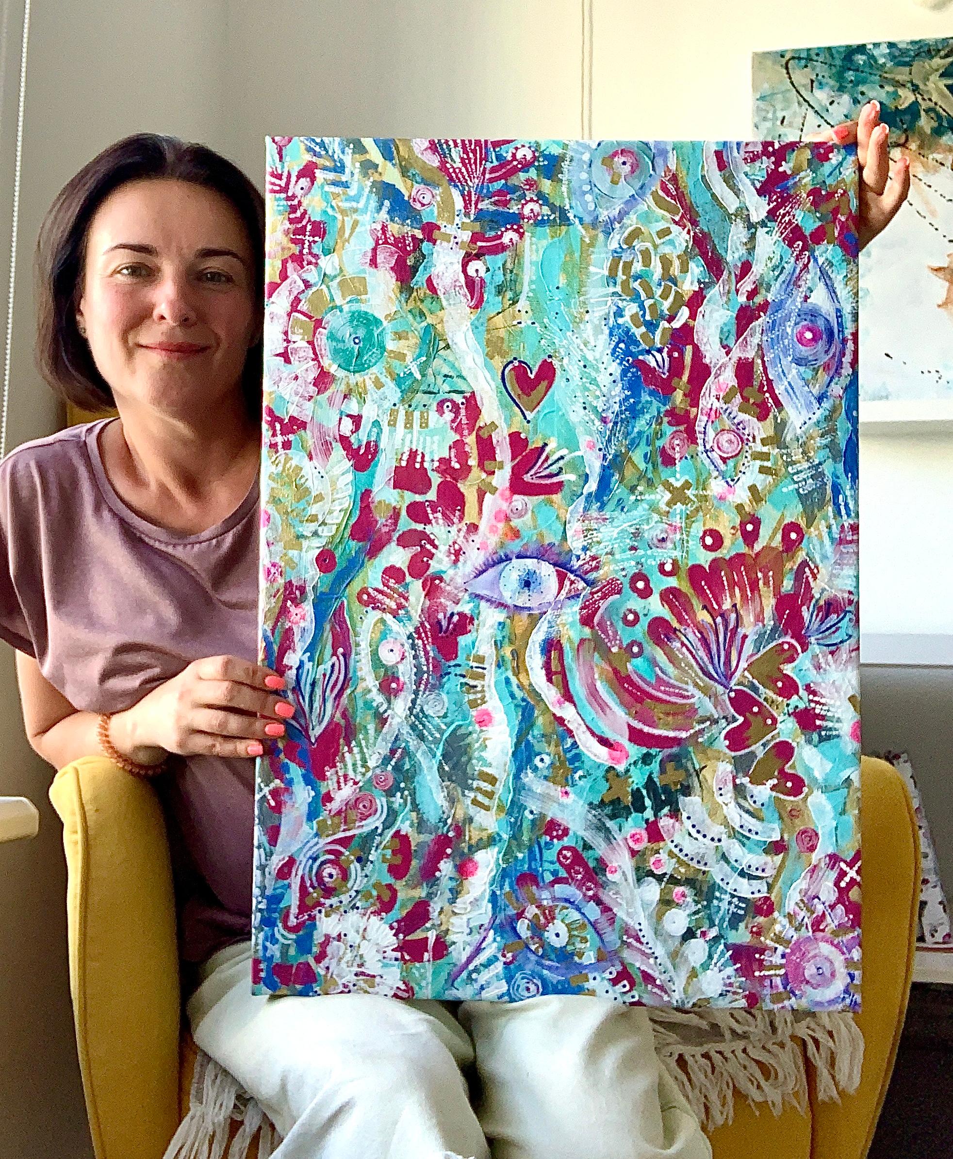 Contemplating Inner Gardens - Abstract Painting by Iryna Rets