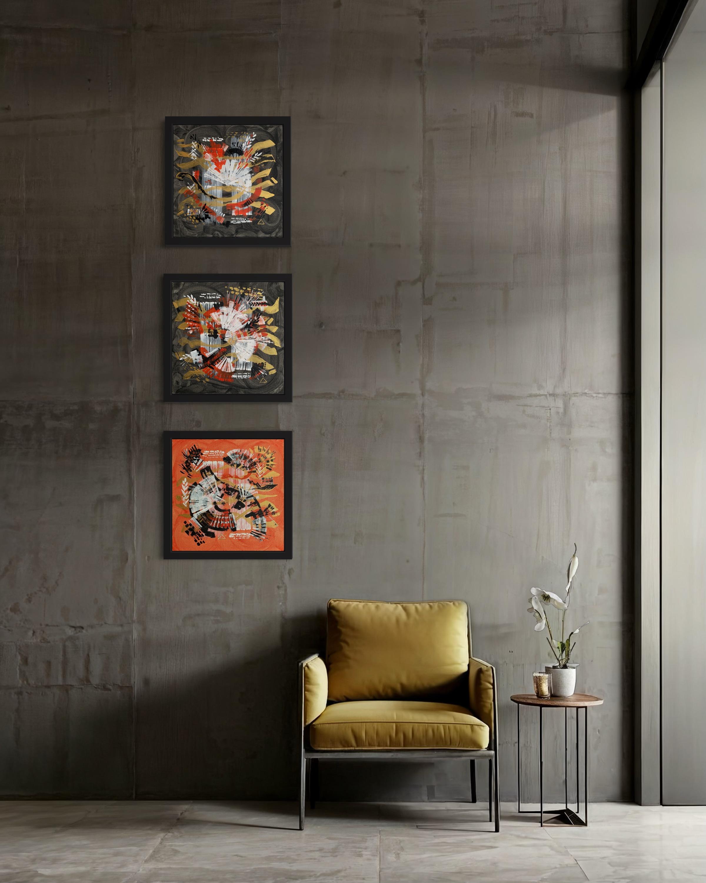 Tanz des Feuers  Triptychon „Symphonie der Elemente“ im Angebot 3