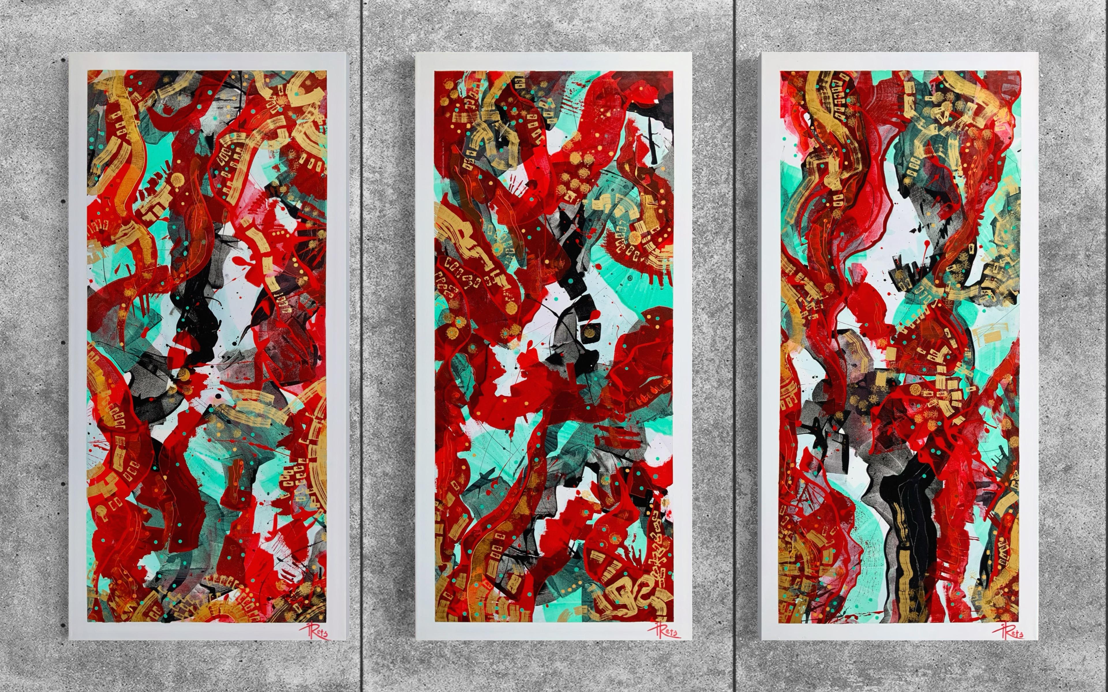 „Dance of the Phoenix's Life 2 (Grau), Abstract Painting, von Iryna Rets